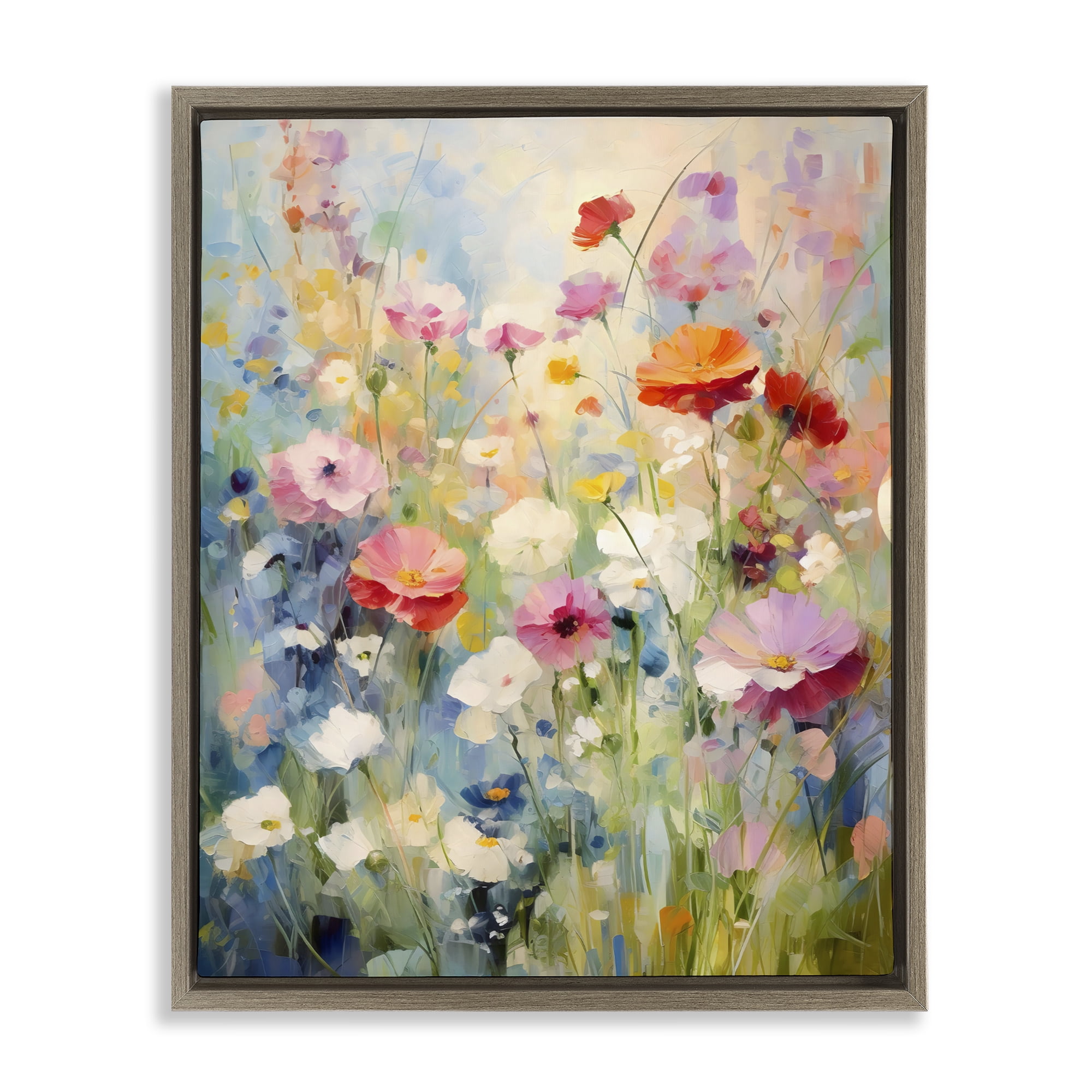 Stupell Industries Wildflower Breeze Impression Brown Framed Floater Canvas Wall Art, design by Creative Studio