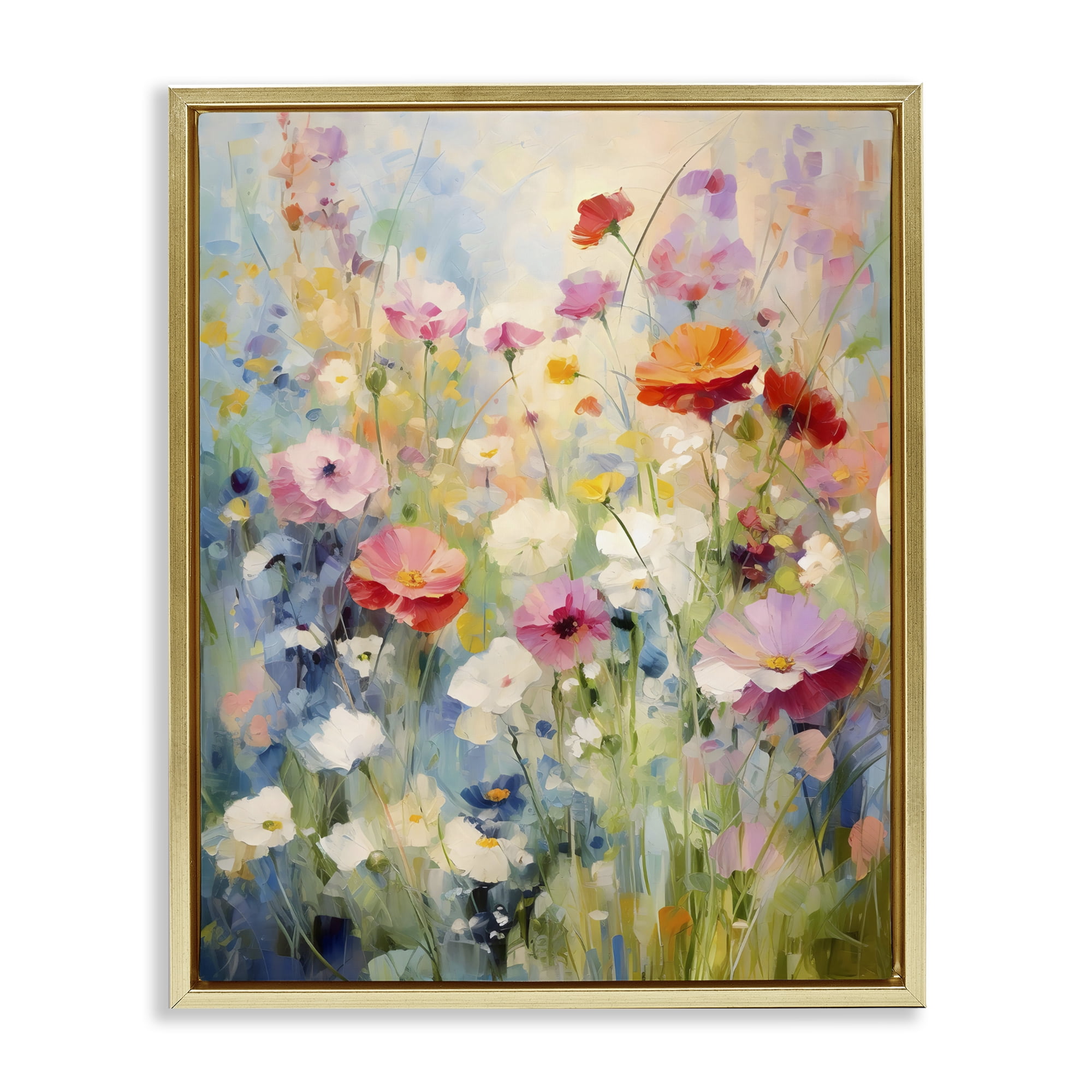 Stupell Industries Wildflower Breeze Impression Gold Framed Floater Canvas Wall Art, design by Creative Studio