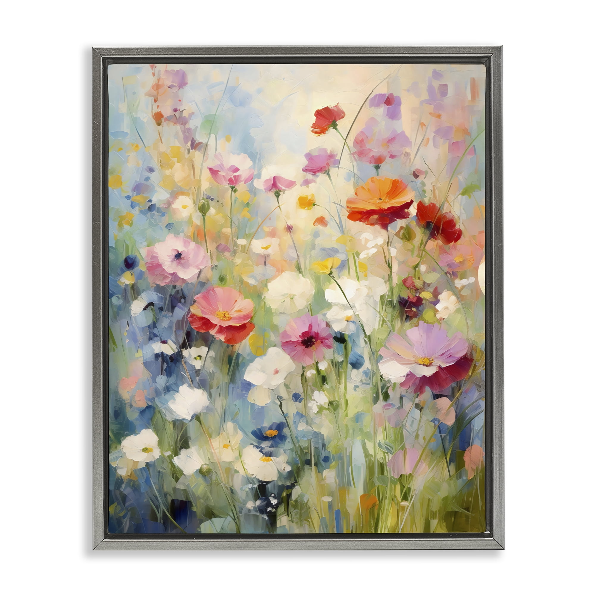 Stupell Industries Wildflower Breeze Impression Gray Framed Floater Canvas Wall Art, design by Creative Studio