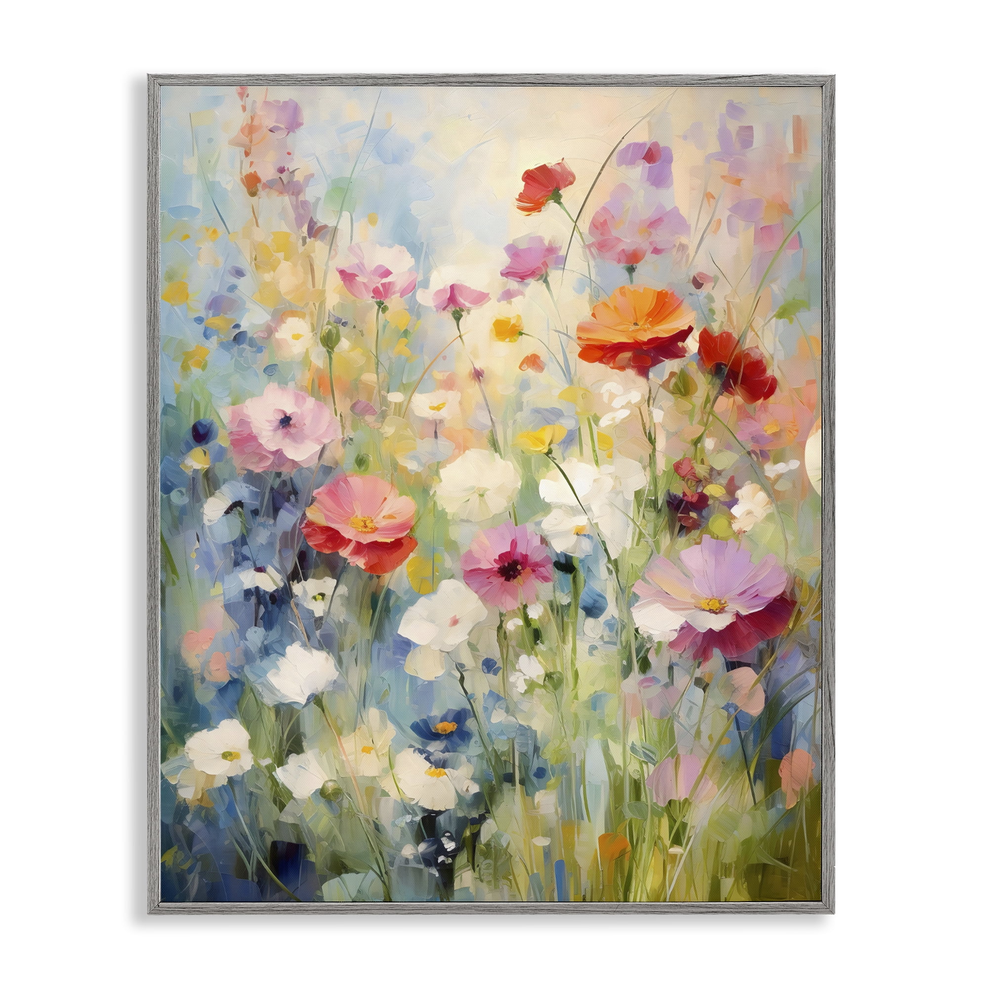 Stupell Industries Wildflower Breeze Impression Gray Framed Giclee Art, design by Creative Studio
