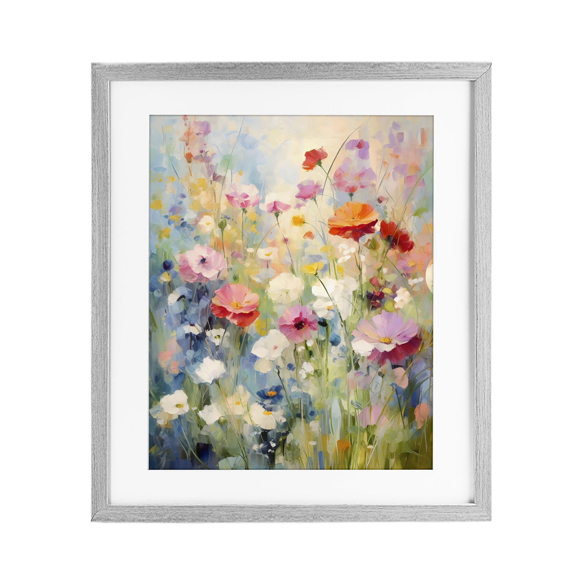 Stupell Industries Wildflower Breeze Impression Gray Framed Print Under Glass, design by Creative Studio