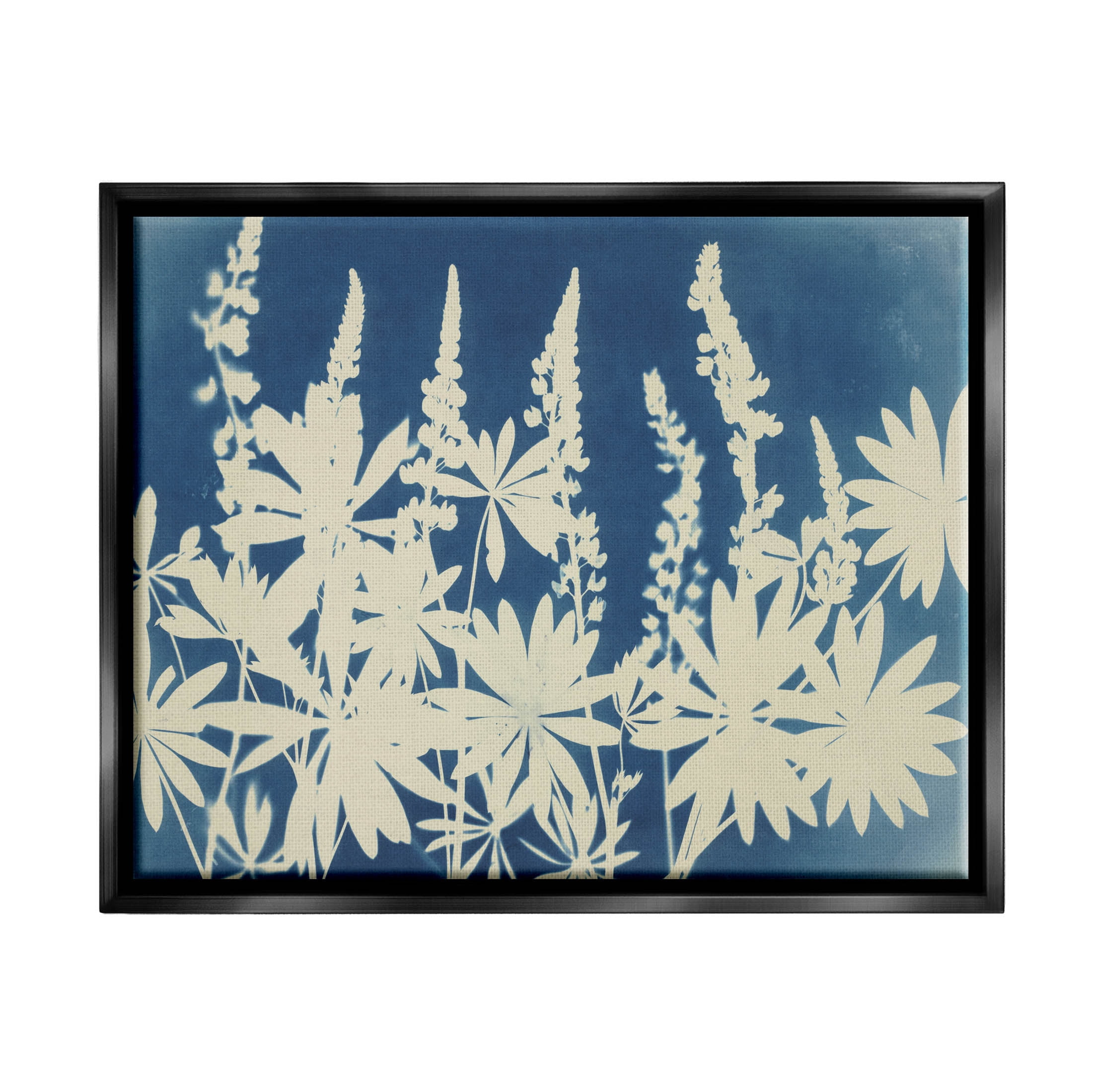 Stupell Industries Wildflower Cutout Shapes Arrangement Graphic Art Jet Black Floating Framed Canvas Print Wall Art, Design by Liz St. Andre