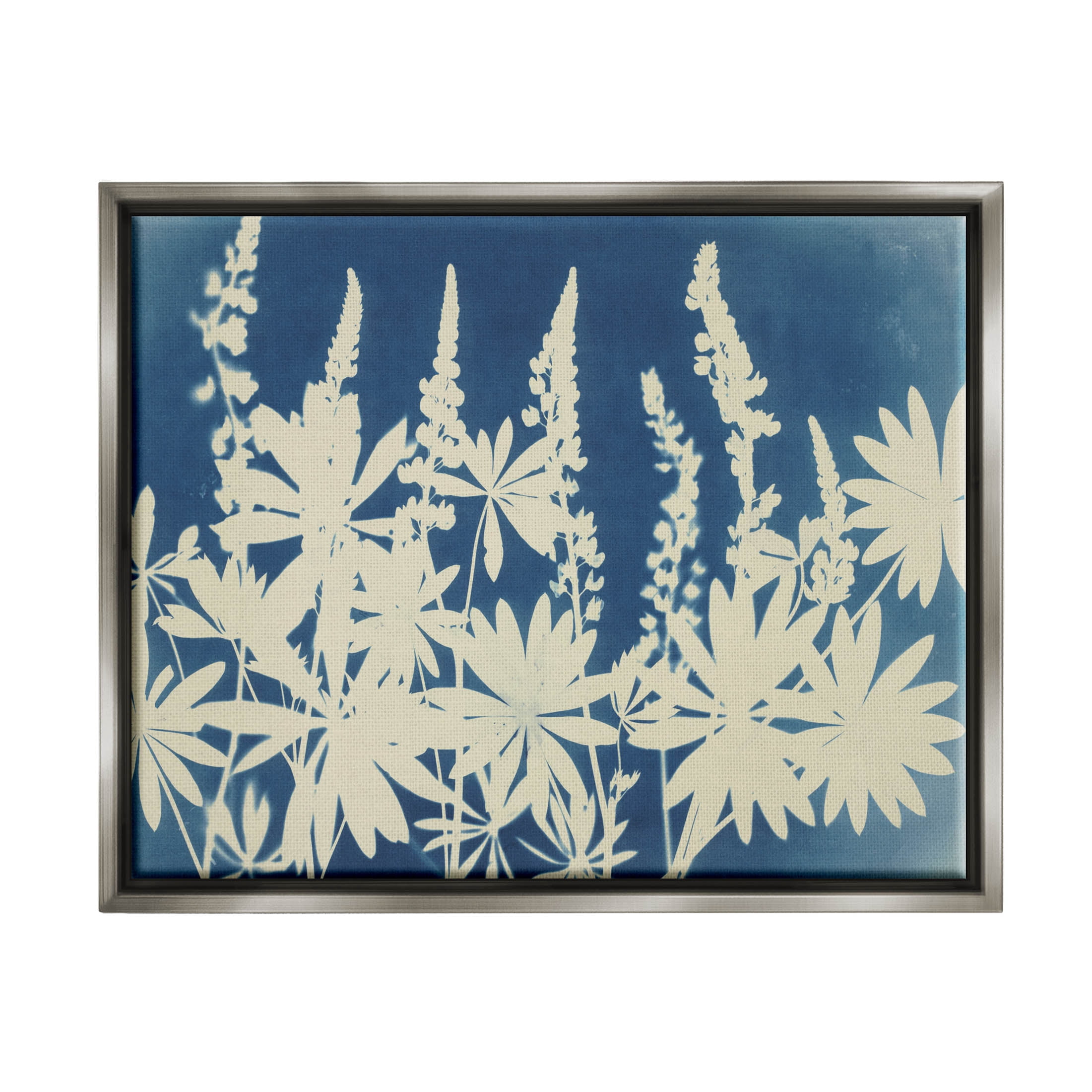 Stupell Industries Wildflower Cutout Shapes Arrangement Graphic Art Luster Gray Floating Framed Canvas Print Wall Art, Design by Liz St. Andre