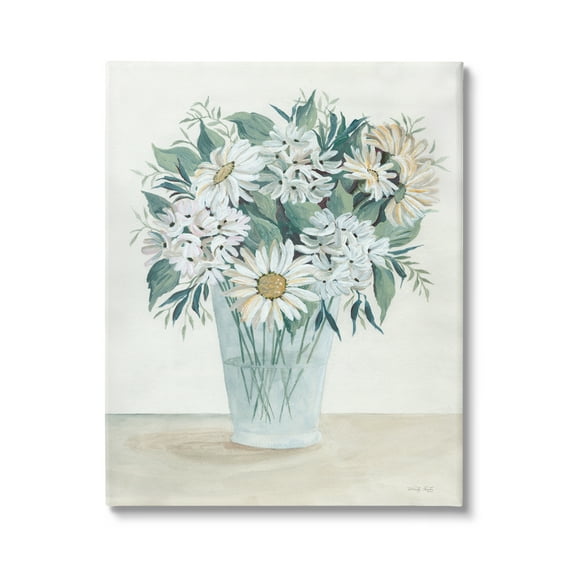 Stupell Industries Wildflower Daisies Floral Bouquet Arrangement Glass Vase Painting Gallery Wrapped Canvas Print Wall Art, Design by Cindy Jacobs