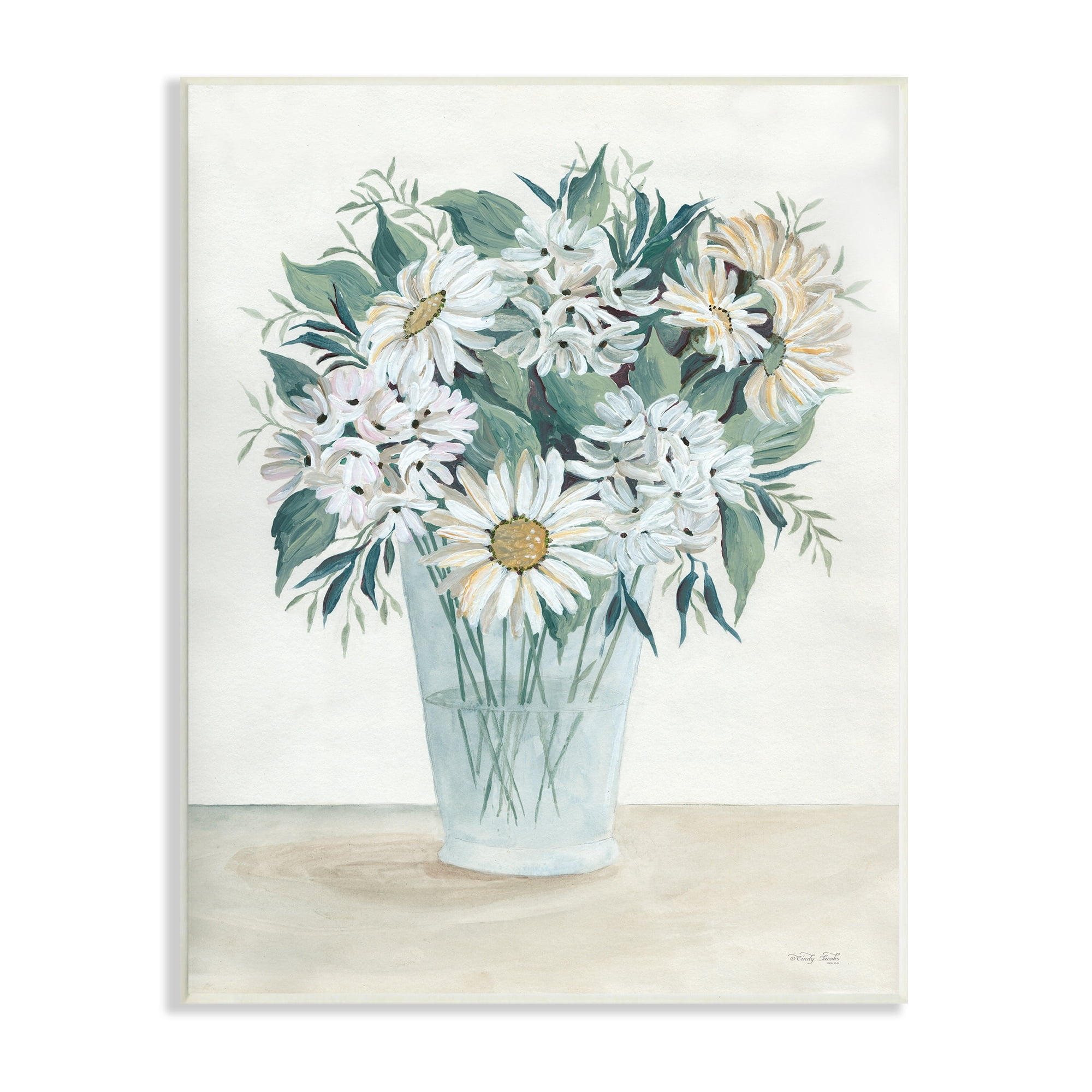 Stupell Industries Wildflower Daisies Floral Bouquet Arrangement Glass Vase Painting Unframed Art Print Wall Art, Design by Cindy Jacobs