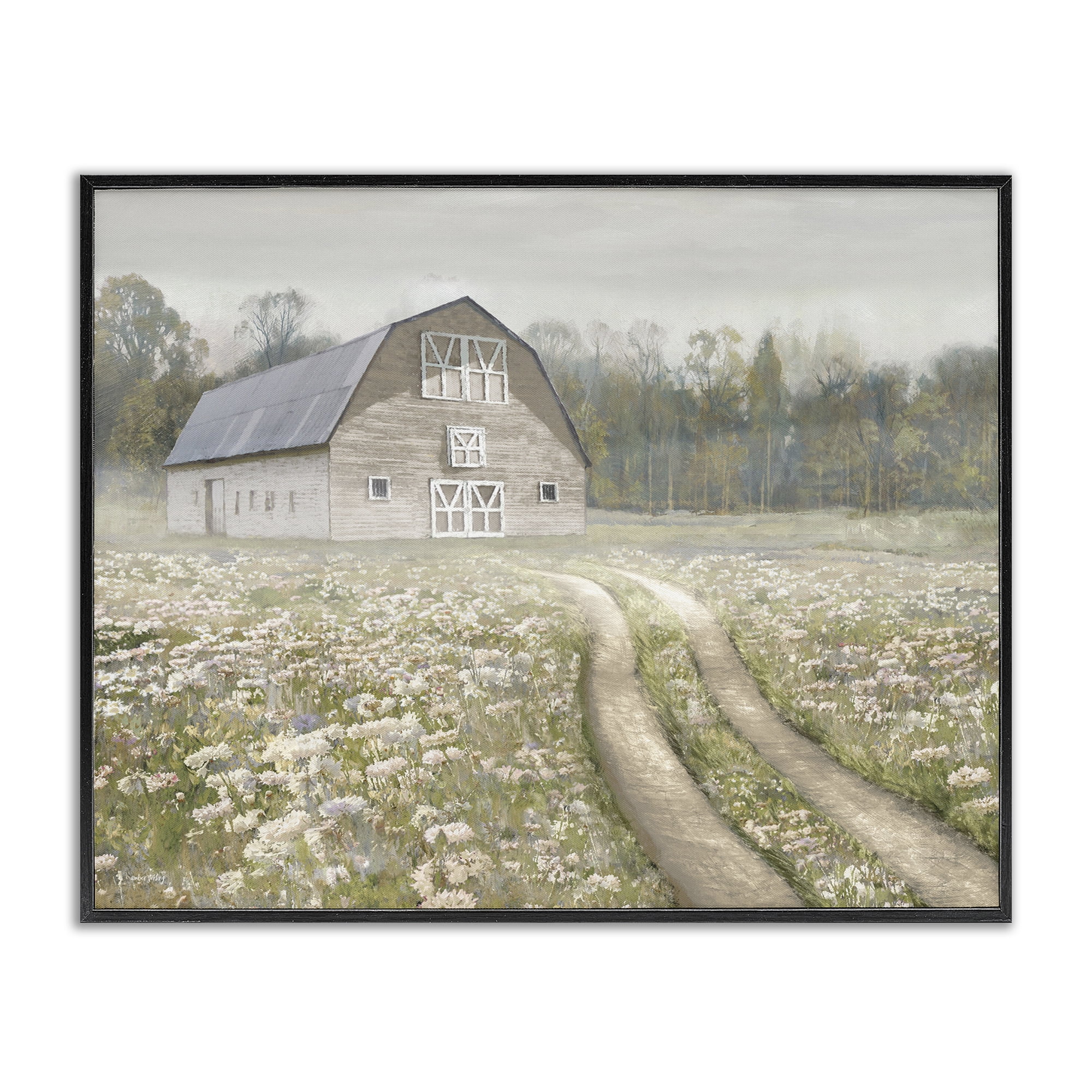 Stupell Industries Wildflower Delight Barn Black Framed Giclee Art, design by Amber Sterling