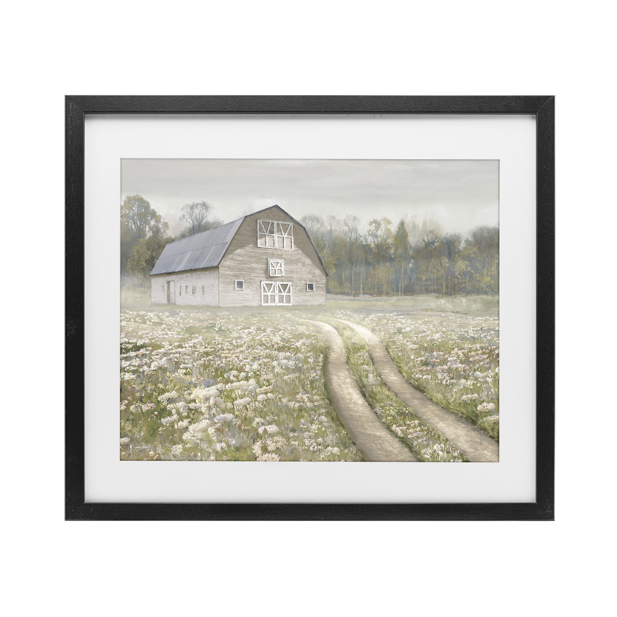 Stupell Industries Wildflower Delight Barn Black Framed Print Under Glass, design by Amber Sterling