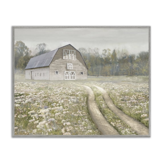 Stupell Industries Traditional Wildflower Delight Barn Gray Framed Giclee Art, 30 x 24, by Amber Sterling