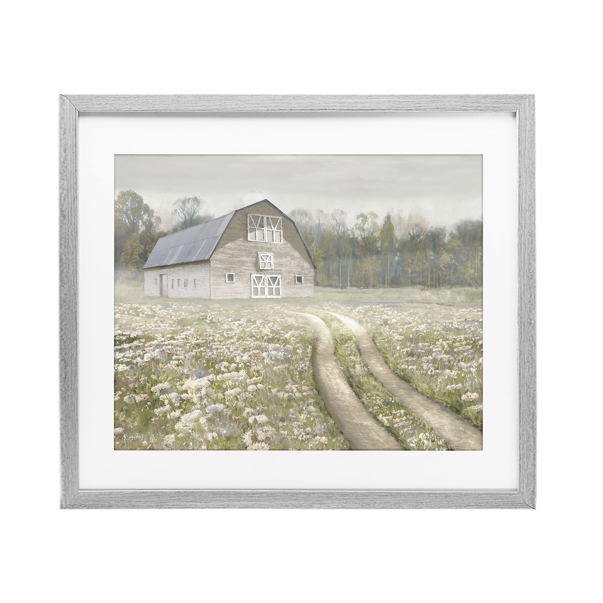 Stupell Industries Wildflower Delight Barn Gray Framed Print Under Glass, design by Amber Sterling