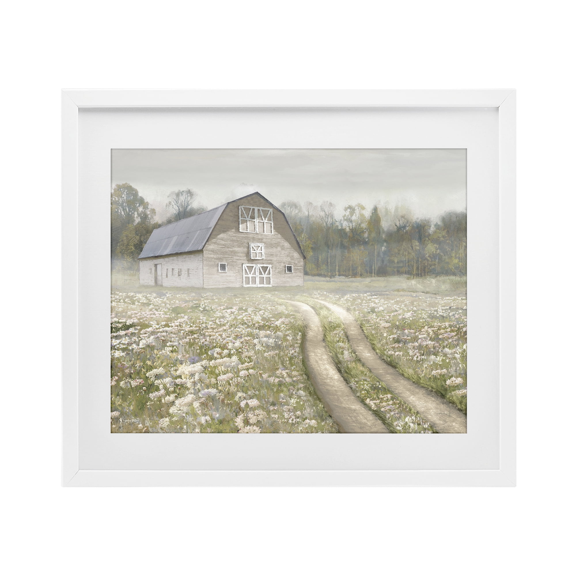 Stupell Industries Wildflower Delight Barn White Framed Print Under Glass, design by Amber Sterling