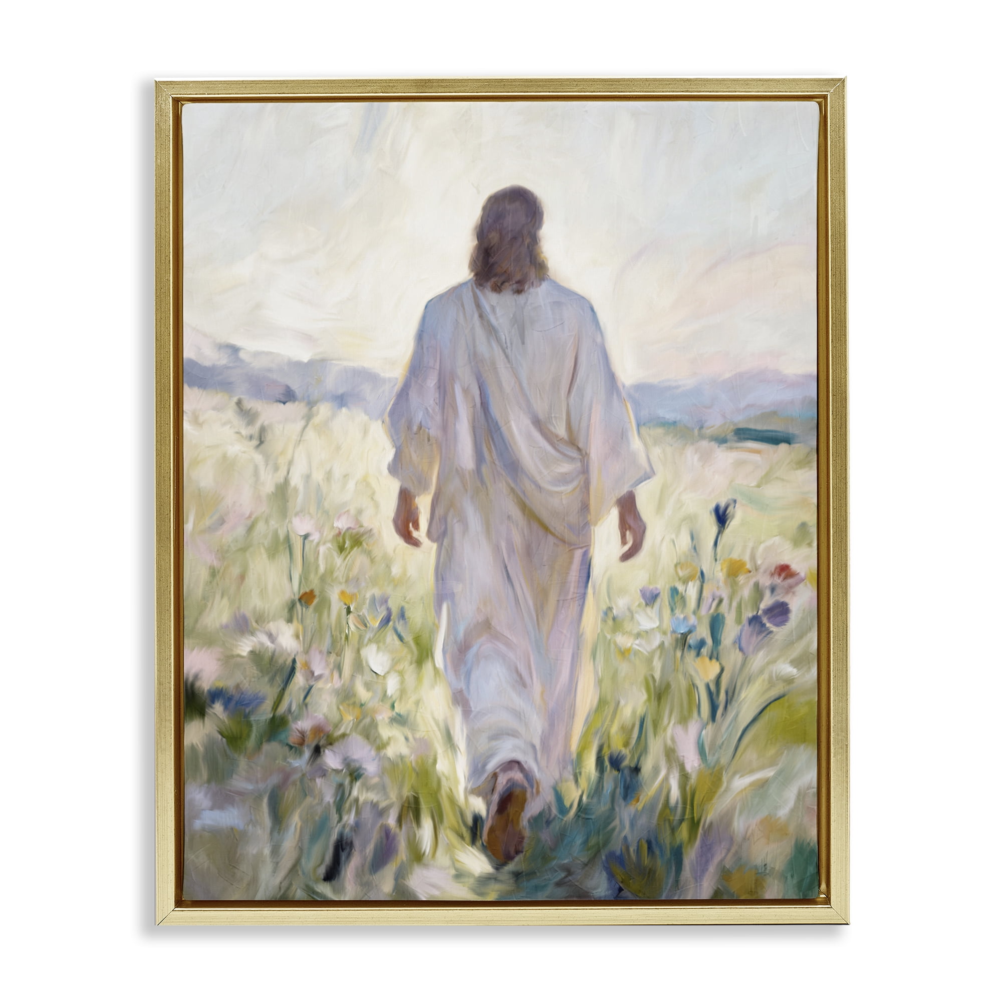 Stupell Industries Wildflower Faithful Follower Gold Framed Floater Canvas Wall Art, design by Kim Allen