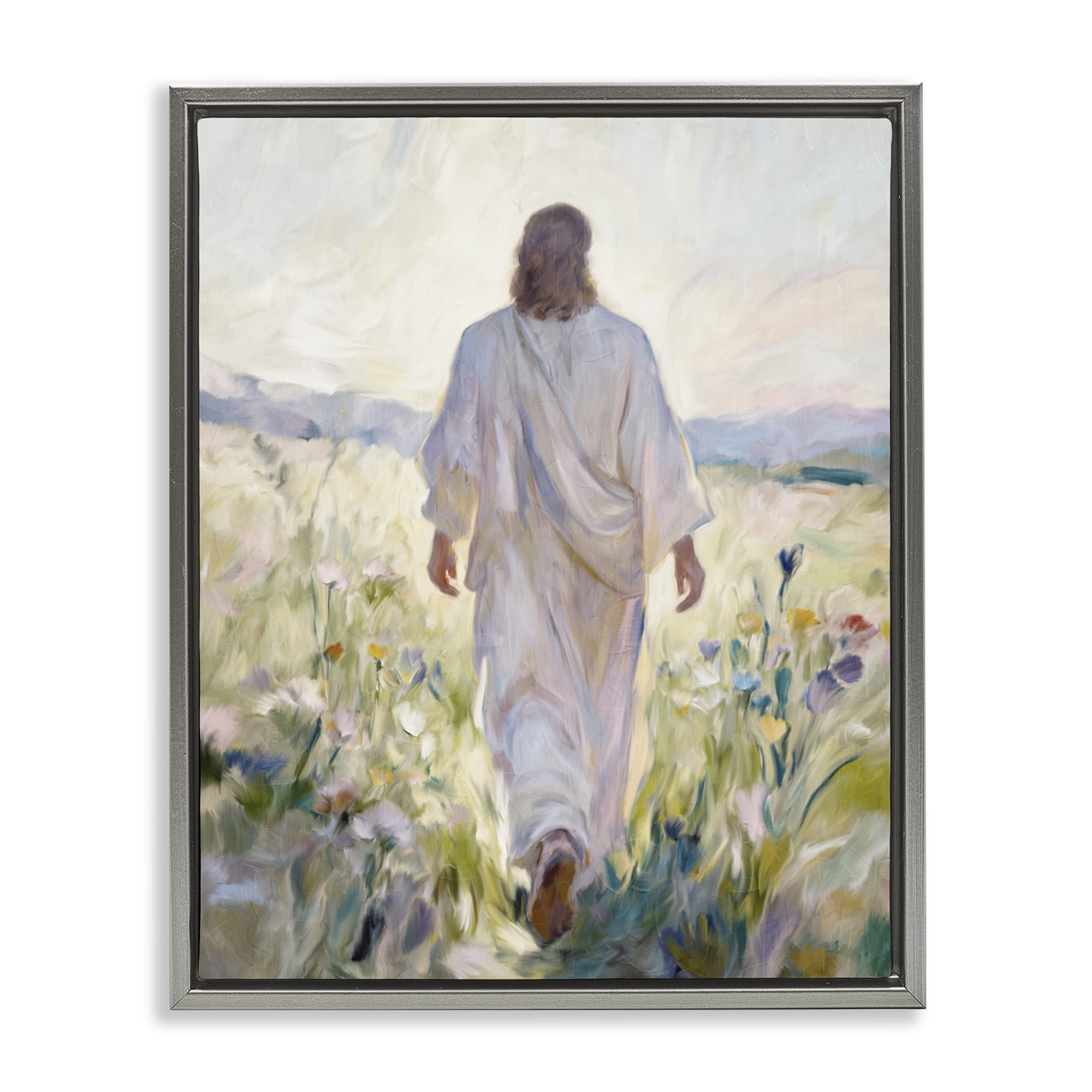 Stupell Industries Wildflower Faithful Follower Gray Framed Floater Canvas Wall Art, design by Kim Allen