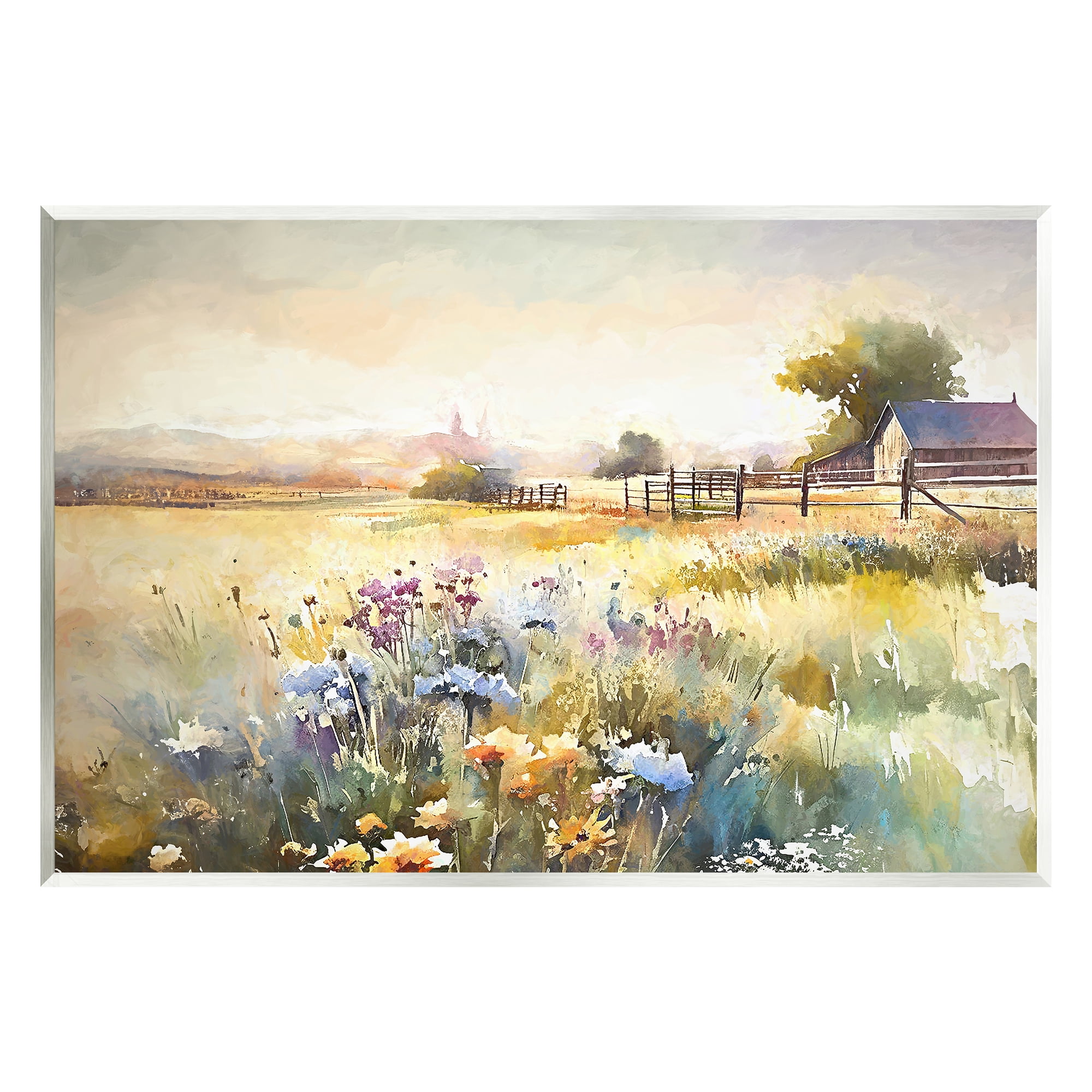 Stupell Industries Wildflower Farm Field Landscape Painting Unframed Art Print Wall Art, 19 x 13