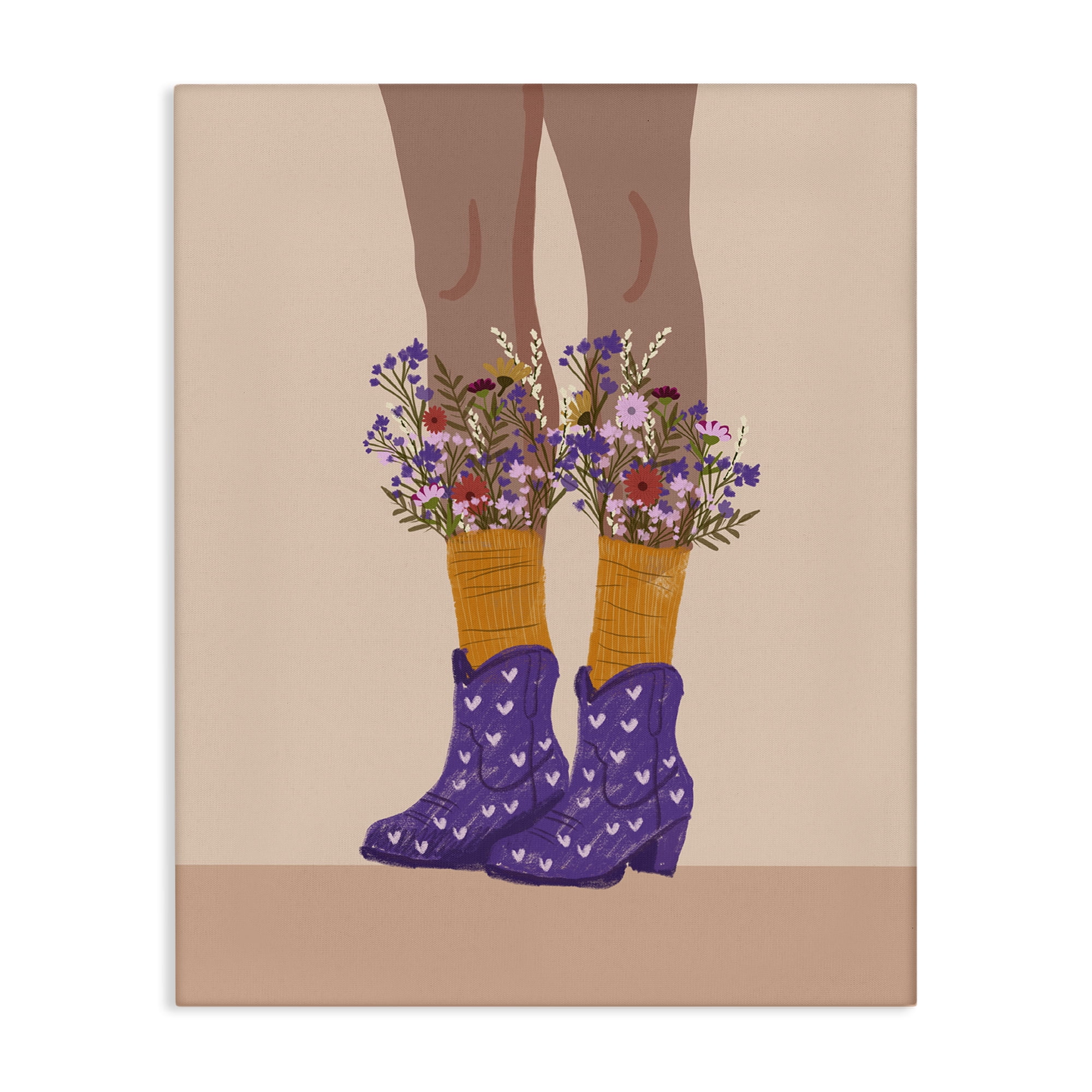 Stupell Industries Wildflower Fashion Illustration Novelty Painting Gallery Wrapped Canvas Art Print Wall Art, 24 x 30