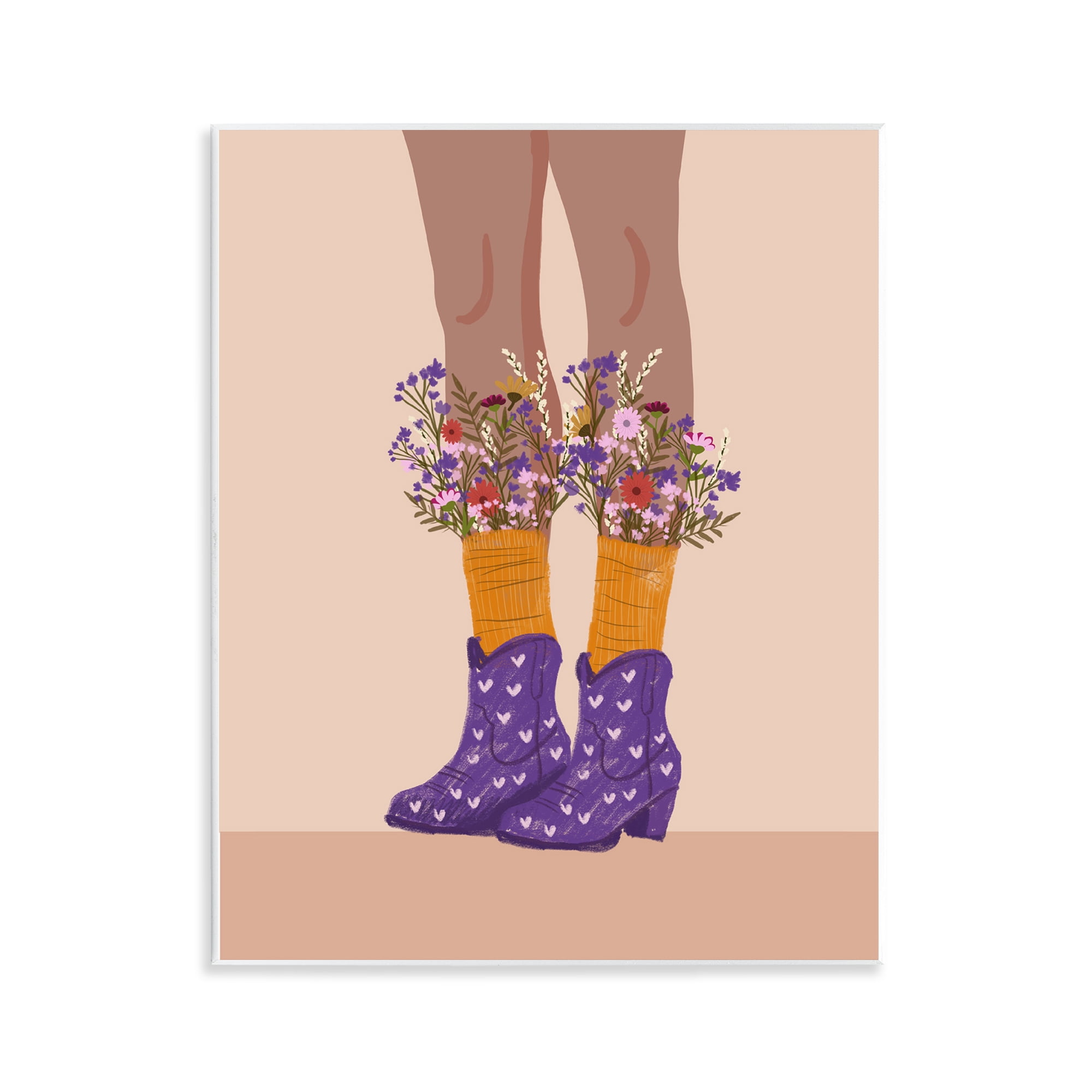 Stupell Industries Wildflower Fashion Illustration Novelty Painting Unframed Art Print Wall Art, 11 x 14