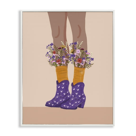 Stupell Industries Wildflower Fashion Illustration Novelty Painting White Framed Art Print Wall Art, 16 x 20