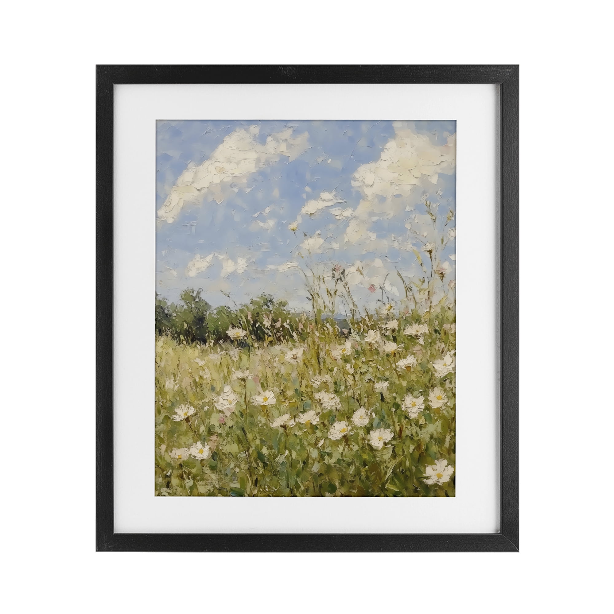 Stupell Industries Wildflower Field Beneath Blue Sky Black Framed Print Under Glass, design by LSR Design Studio