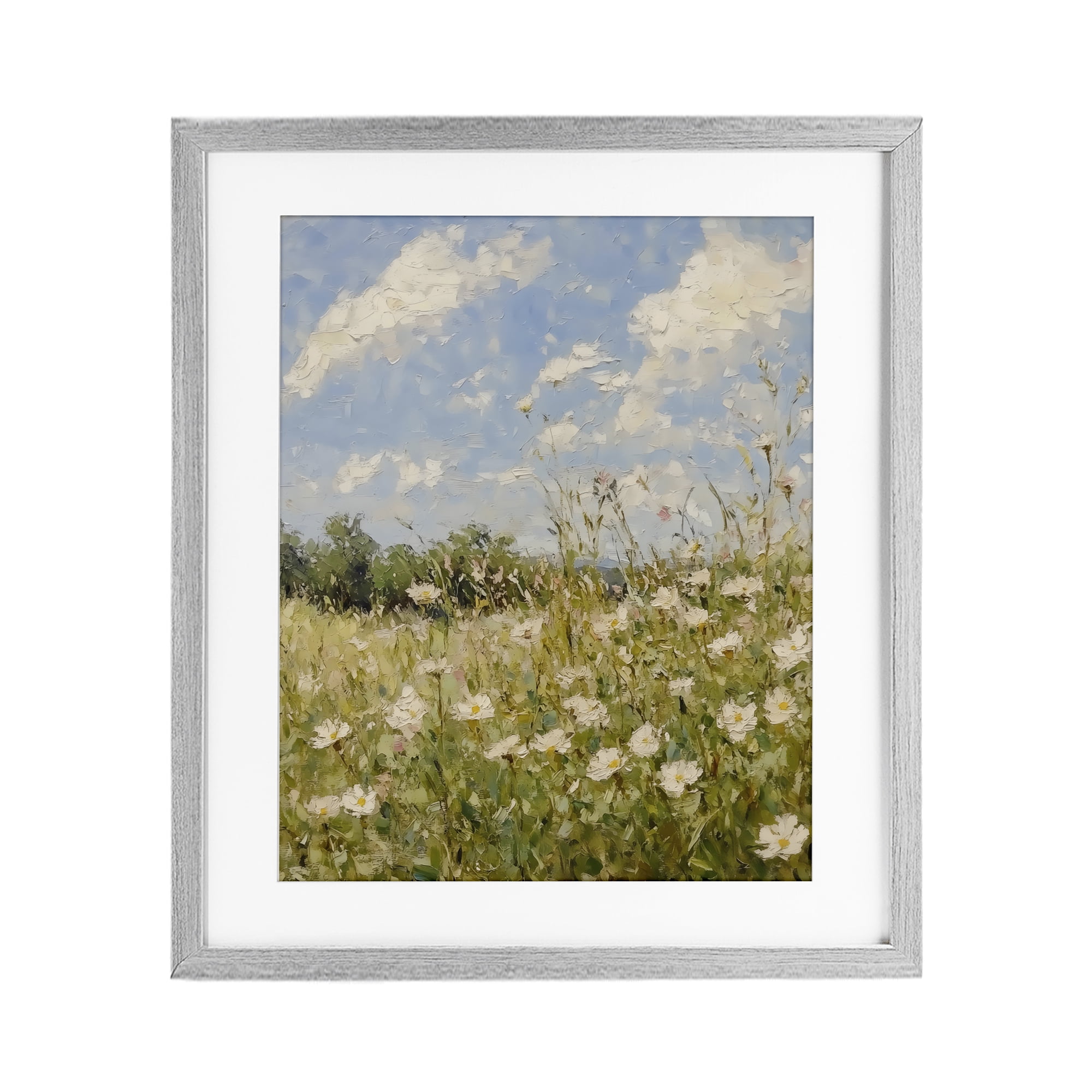 Stupell Industries Wildflower Field Beneath Blue Sky Gray Framed Print Under Glass, design by LSR Design Studio