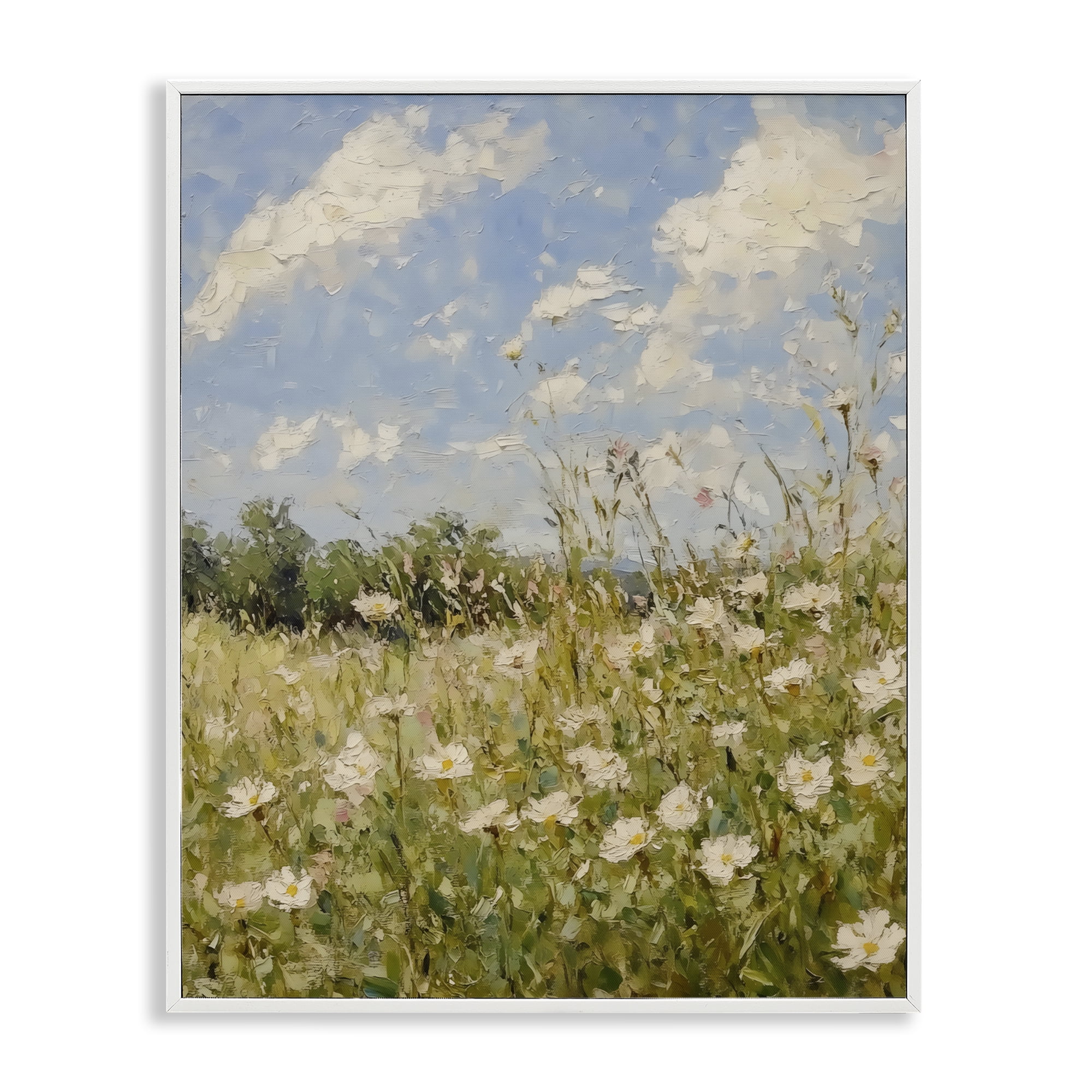 Stupell Industries Wildflower Field Beneath Blue Sky White Framed Giclee Art, design by LSR Design Studio