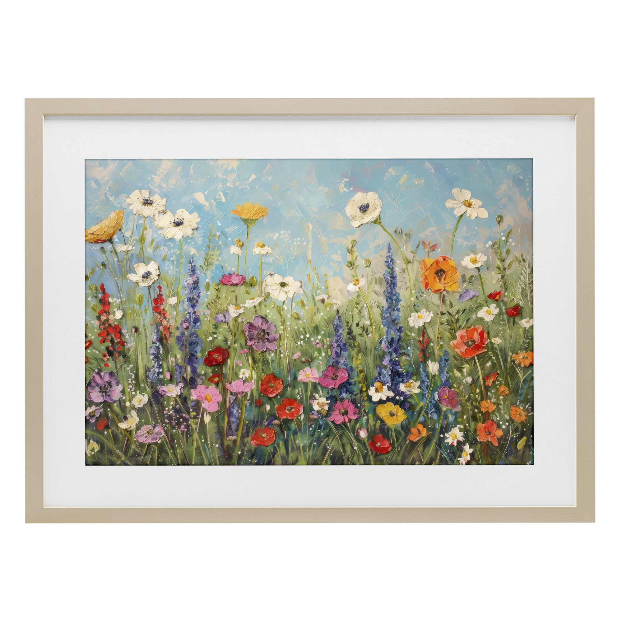 Stupell Industries Wildflower Field of Spring Blooms Birch Framed Print Under Glass, design by Creative Studio