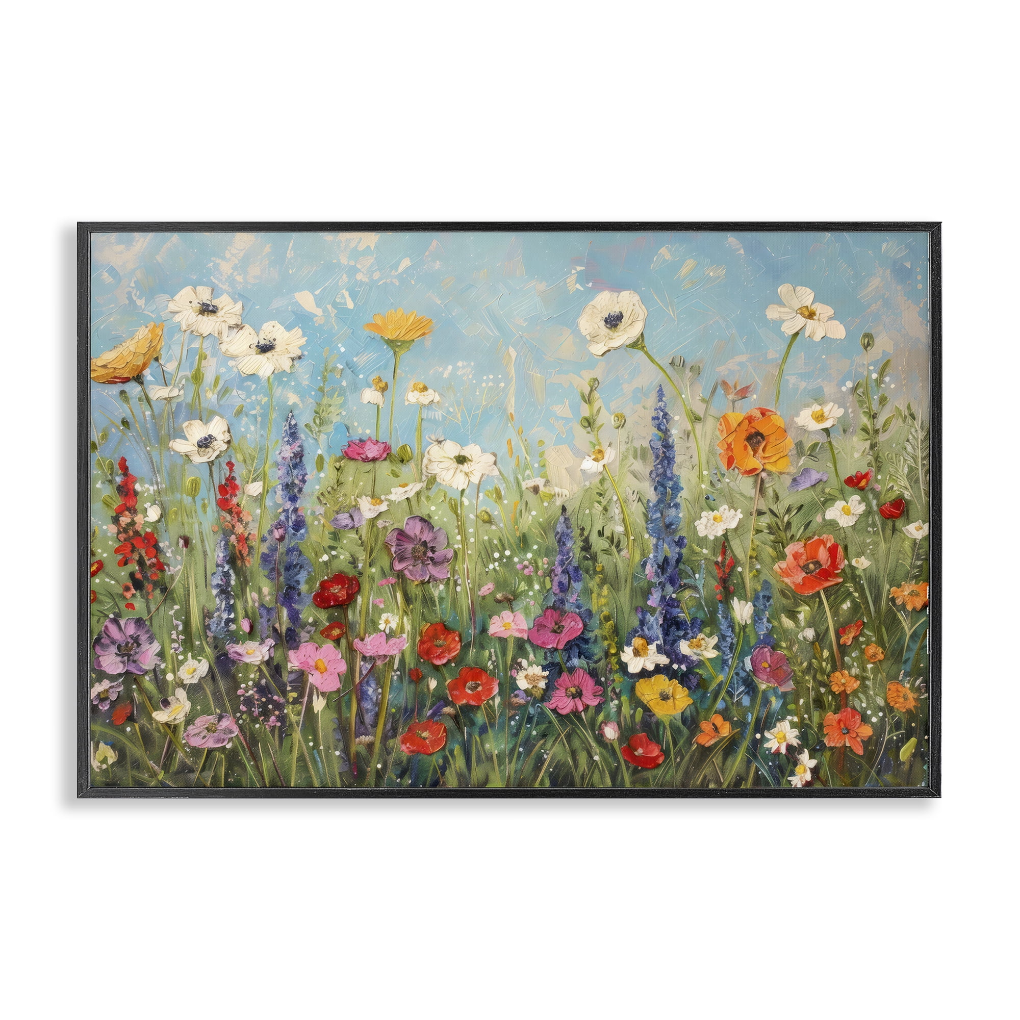 Stupell Industries Wildflower Field of Spring Blooms Black Framed Giclee Art, design by Creative Studio