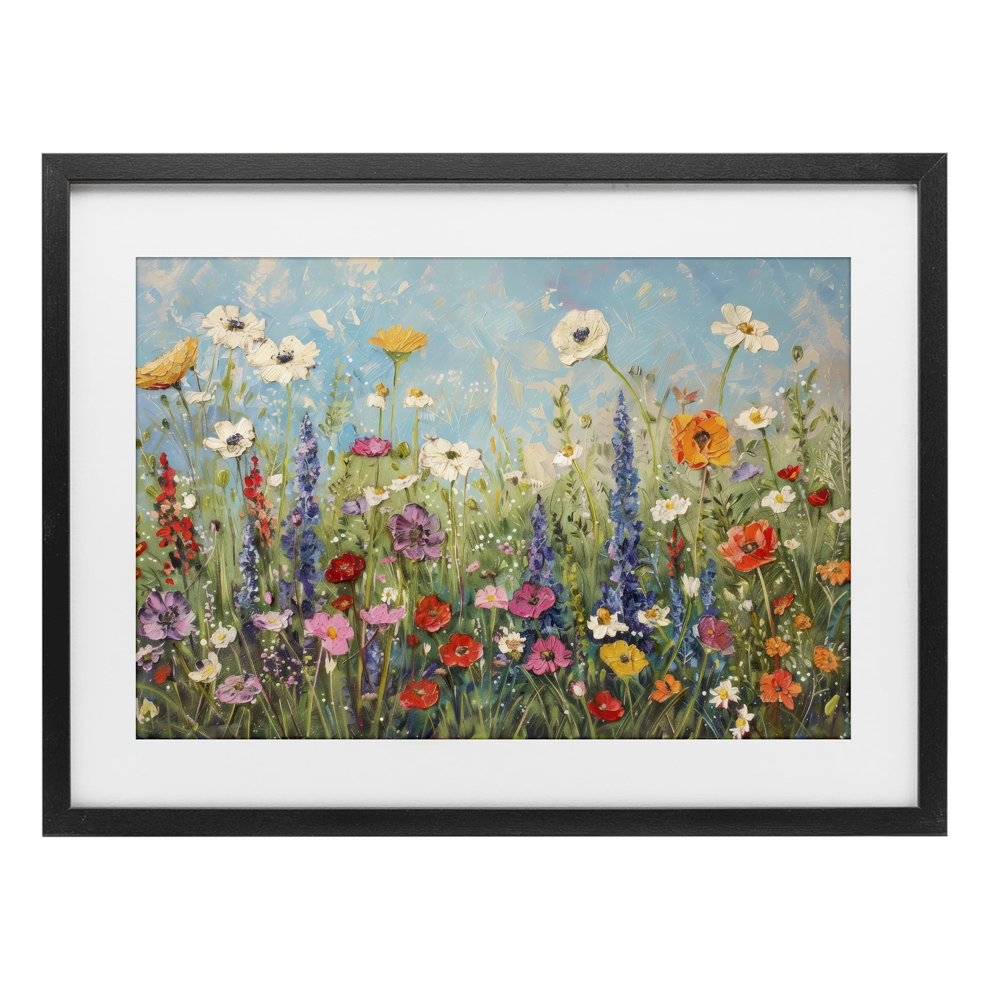 Stupell Industries Wildflower Field of Spring Blooms Black Framed Print Under Glass, design by Creative Studio