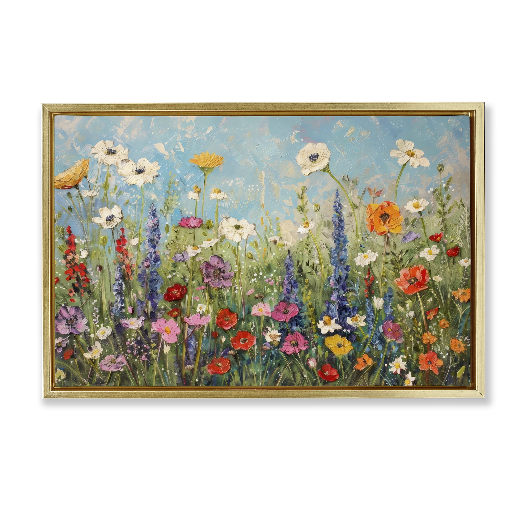 Stupell Industries Wildflower Field of Spring Blooms Gold Framed Floater Canvas Wall Art, design by Creative Studio