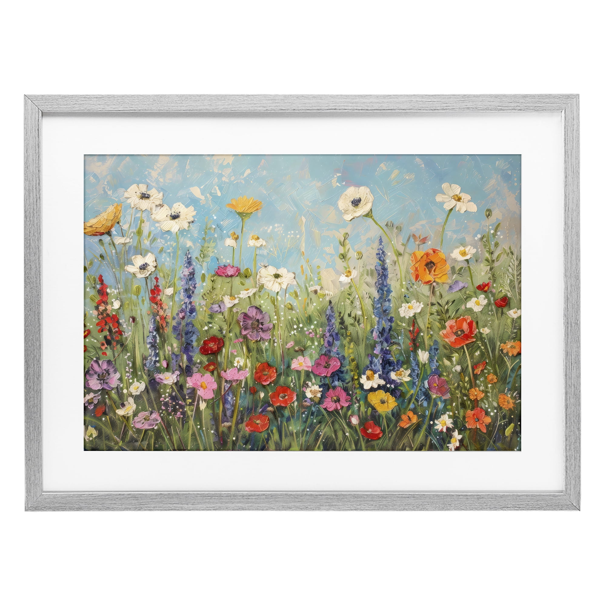 Stupell Industries Wildflower Field of Spring Blooms Gray Framed Print Under Glass, design by Creative Studio