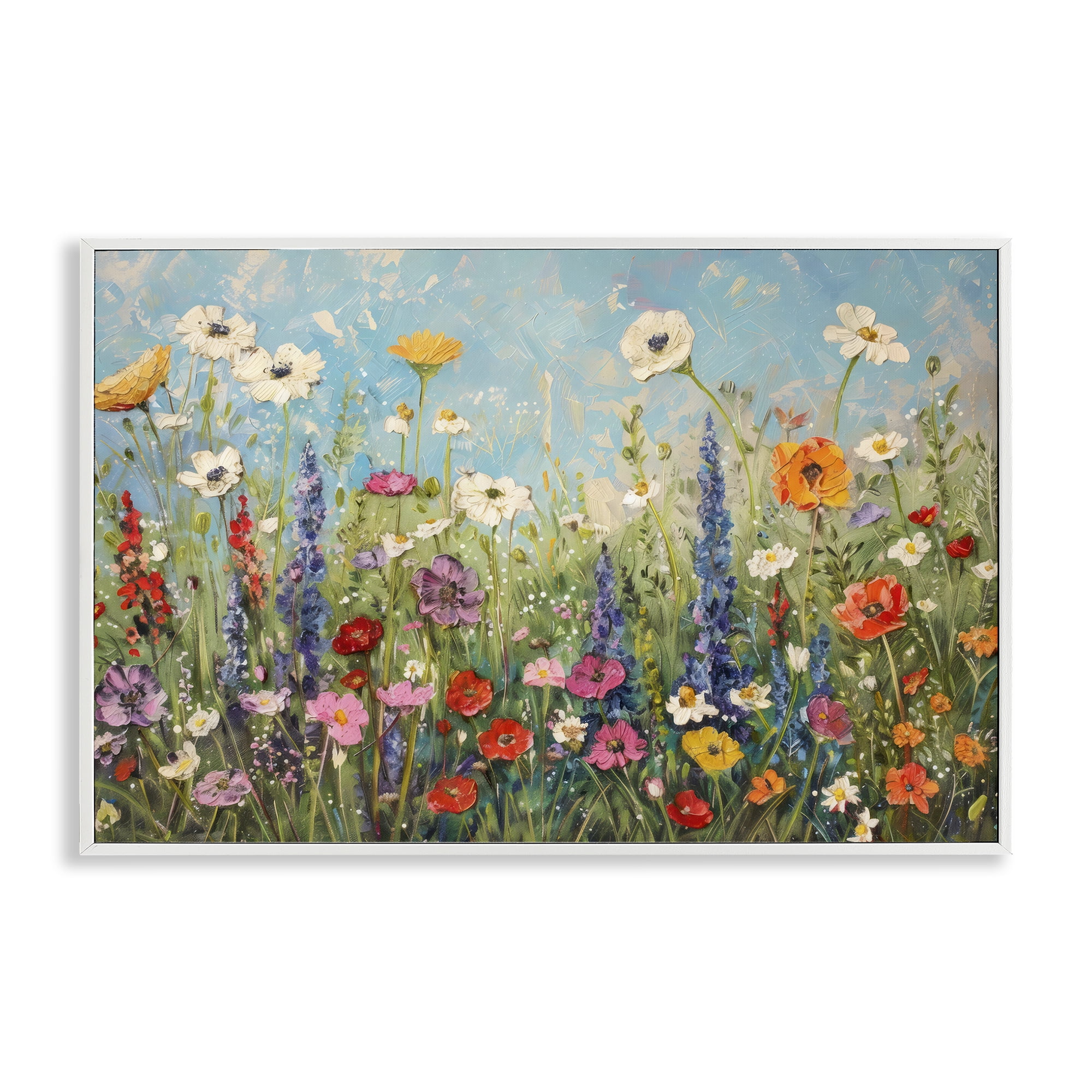 Stupell Industries Wildflower Field of Spring Blooms White Framed Giclee Art, design by Creative Studio