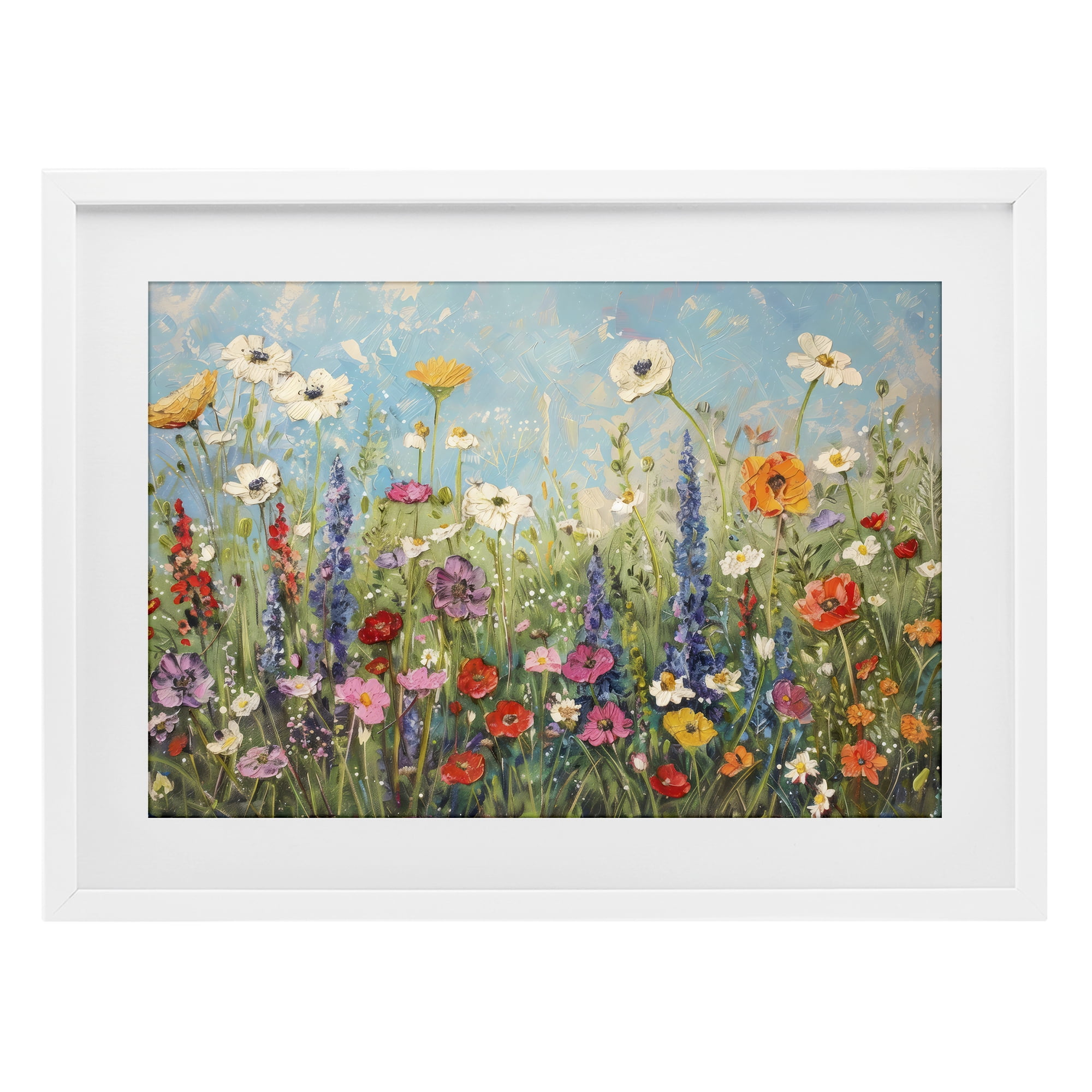 Stupell Industries Wildflower Field of Spring Blooms White Framed Print Under Glass, design by Creative Studio
