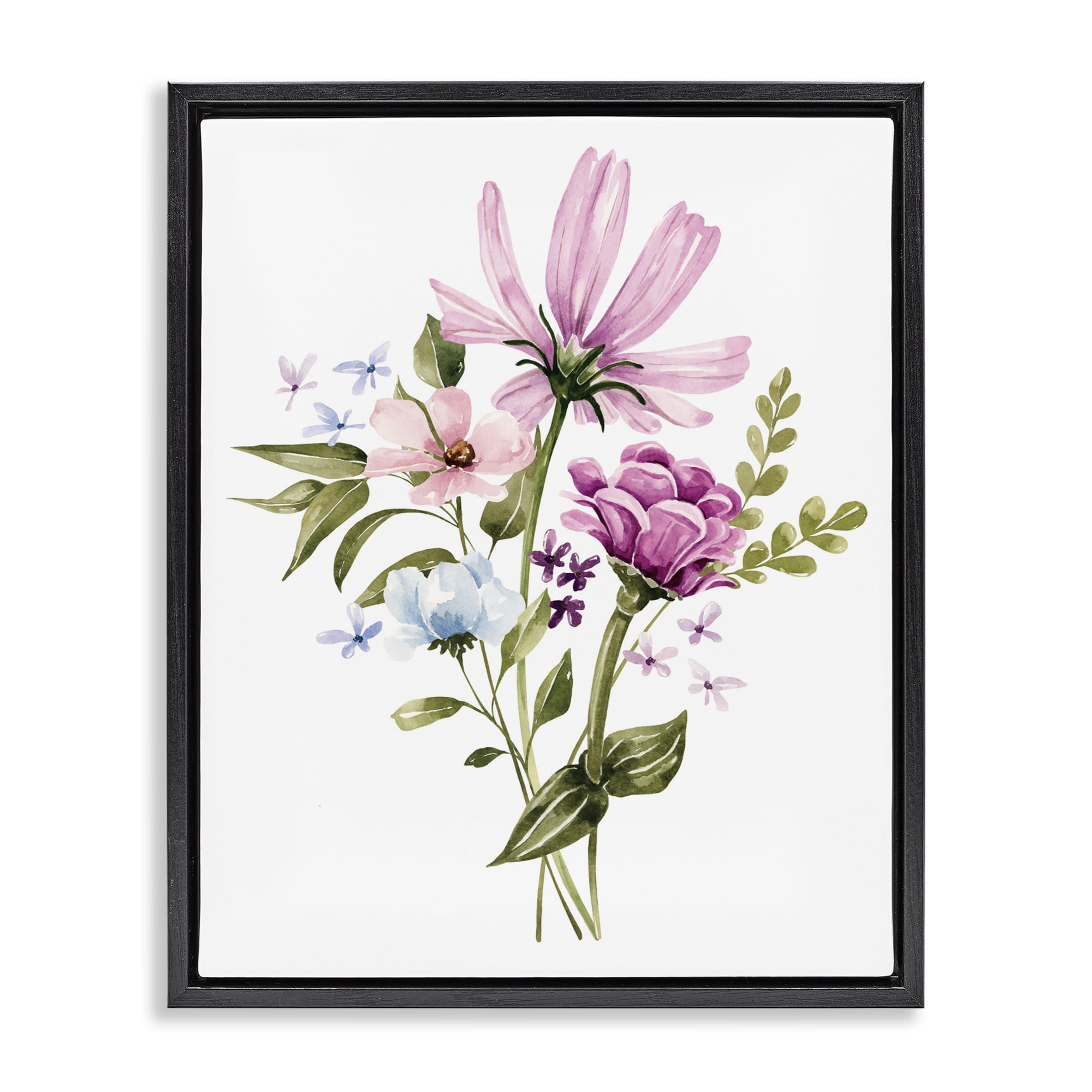 Stupell Industries Wildflower Fields Floral Bundle Black Framed Floater Canvas Wall Art, design by Bethany Sandoval