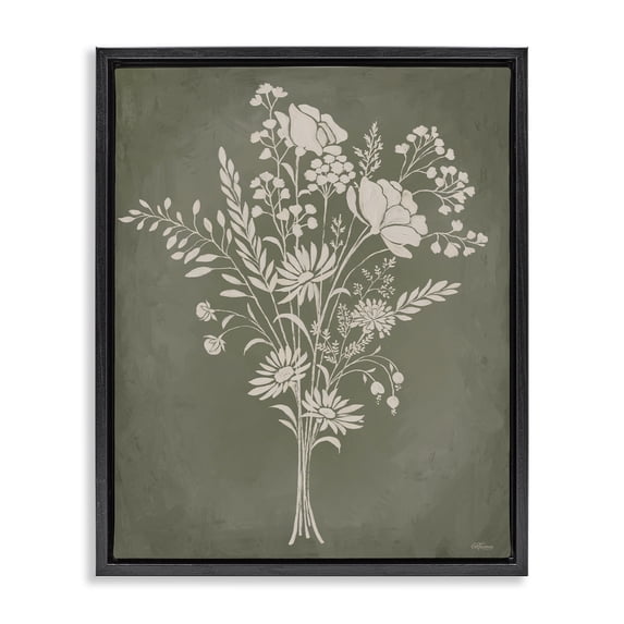 Stupell Industries French Country Wildflower Impression Bundle Black Floating Frame Canvas Art, 17 x 21, by Cat Thurman Designs