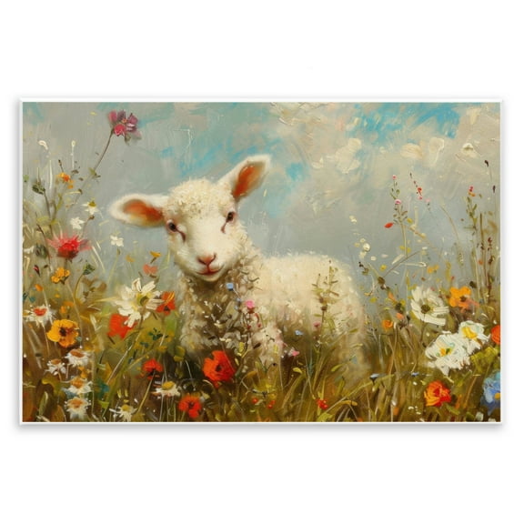 Stupell Industries Wildflower Lamb Portrait Wall Plaque Art design by LSR Design Studio, 10 x 15