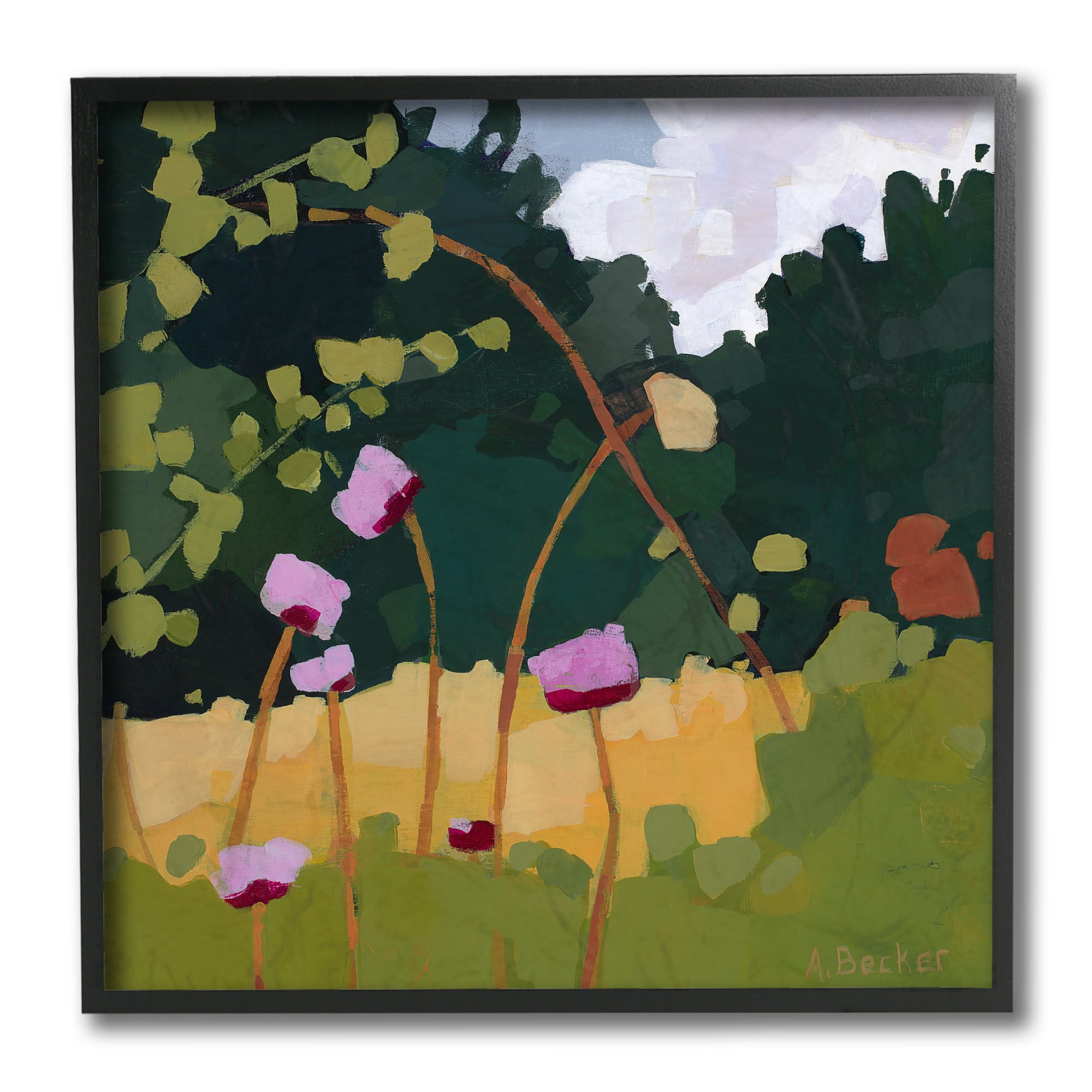 Stupell Industries Wildflower Meadow Greenery Abstract Thistle Landscape Black Framed, 12 x 12, Design by Anne Becker