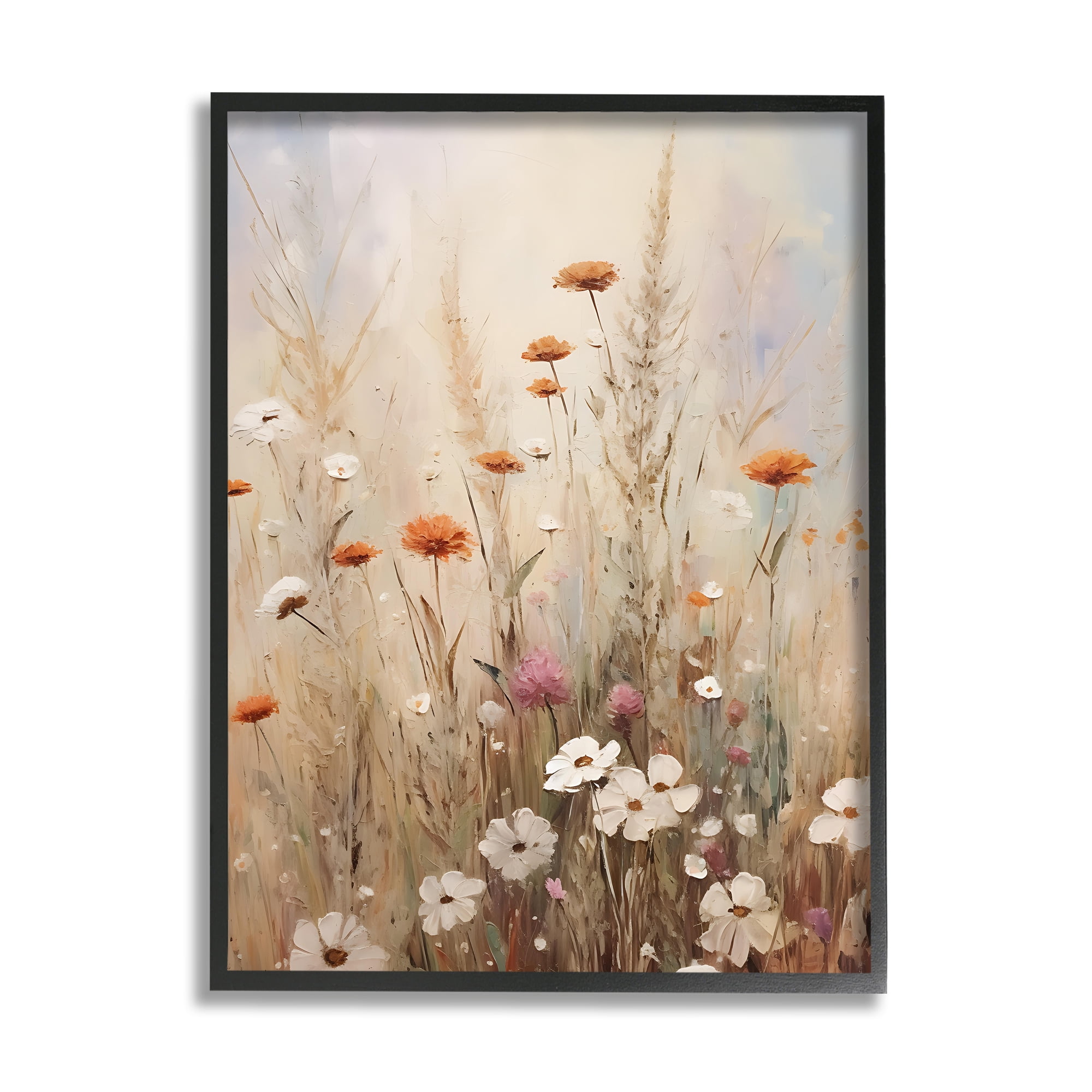 Stupell Industries Wildflower Meadow Painting Botanical & Floral Painting Black Framed Art Print Wall Art, 24 x 30