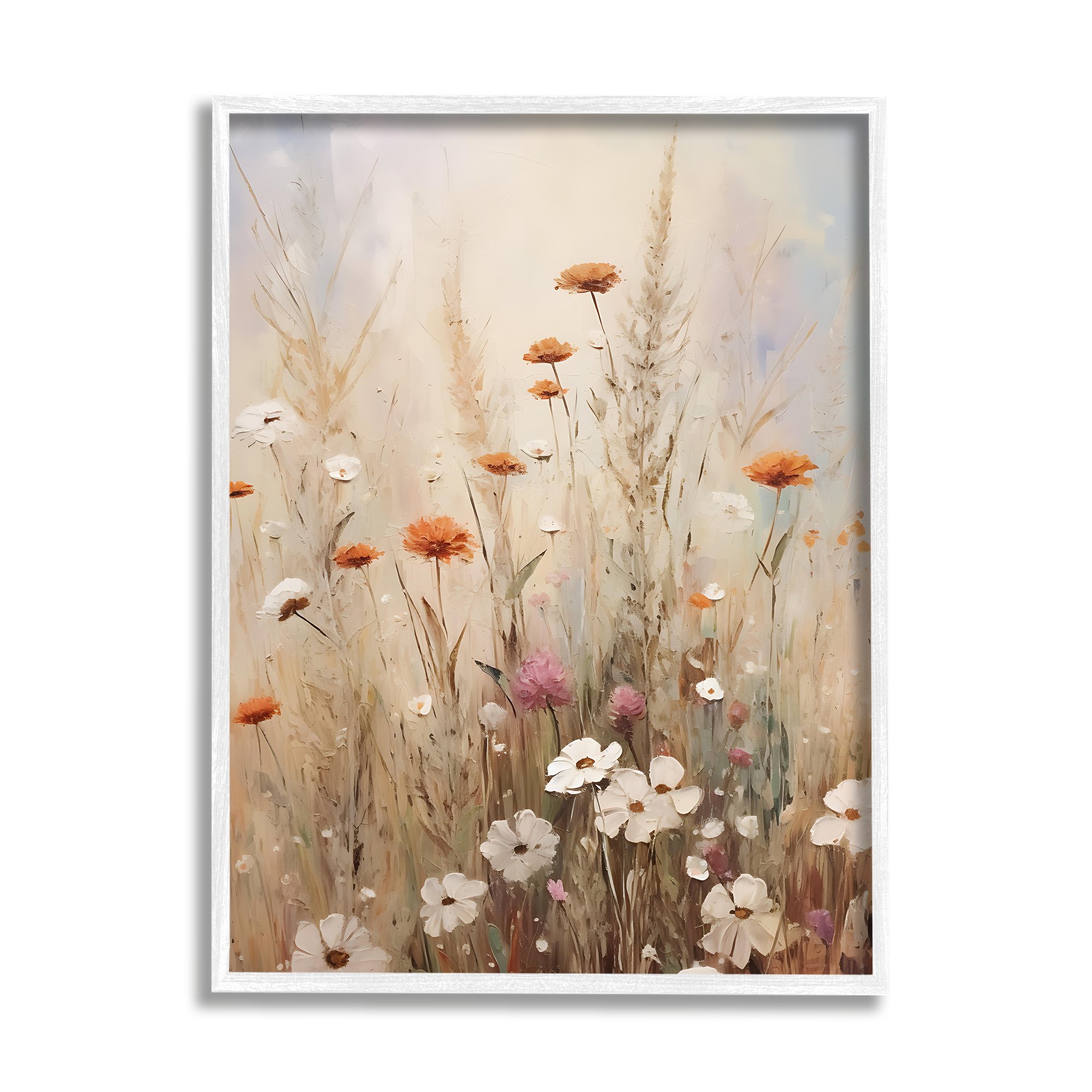 Stupell Industries Wildflower Meadow Painting Botanical & Floral Painting White Framed Art Print Wall Art, 24 x 30