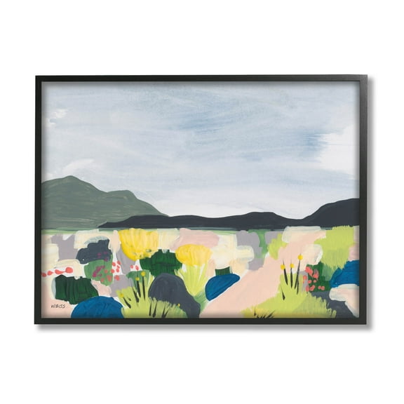 Stupell Industries Wildflower Meadow Scenery Painting Painting Black Framed Art Print Wall Art, Design by Jan Weiss