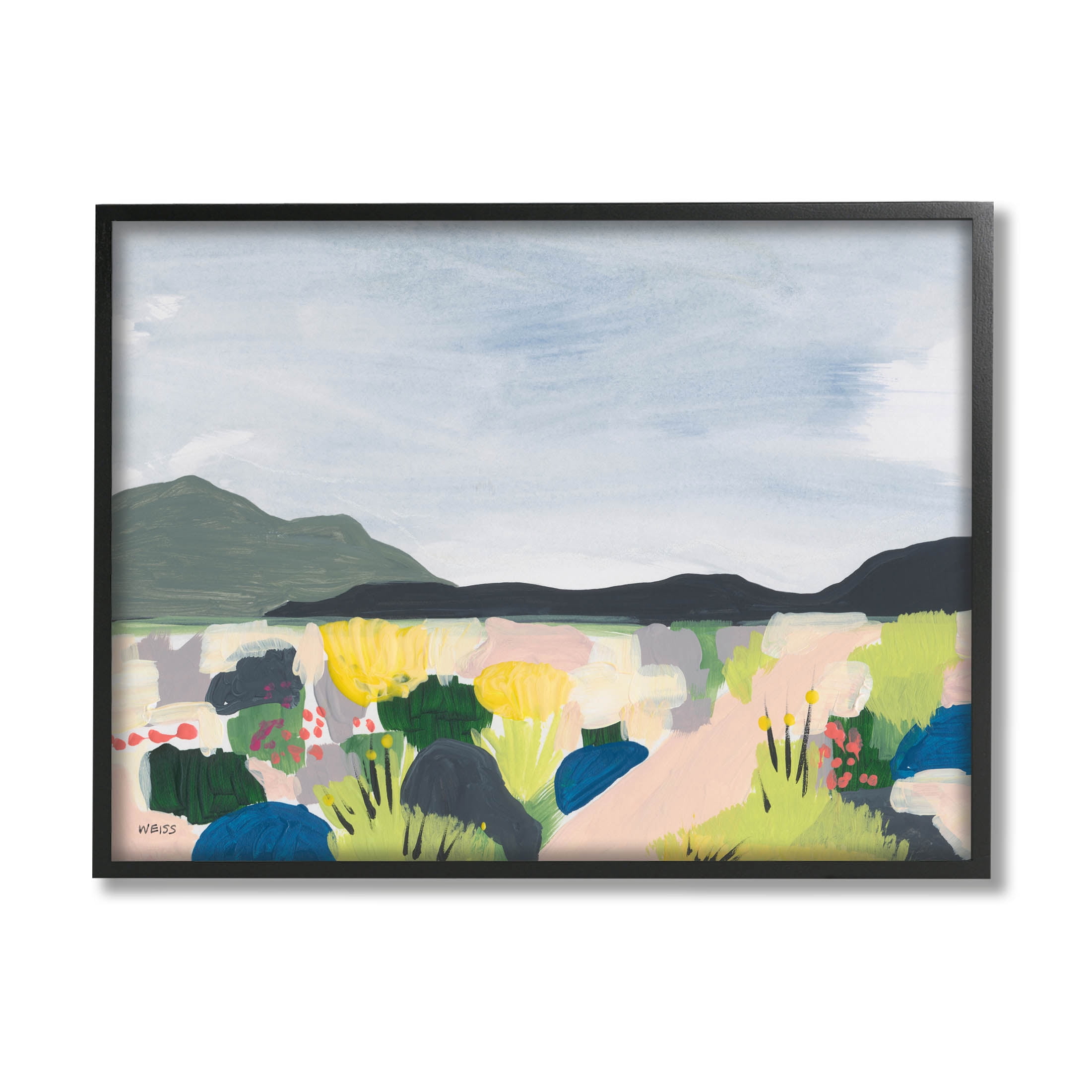 Stupell Industries Wildflower Meadow Scenery Painting Painting Black Framed Art Print Wall Art, Design by Jan Weiss