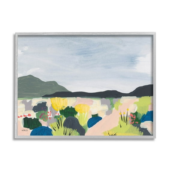 Stupell Industries Wildflower Meadow Scenery Painting Painting Gray Framed Art Print Wall Art, Design by Jan Weiss