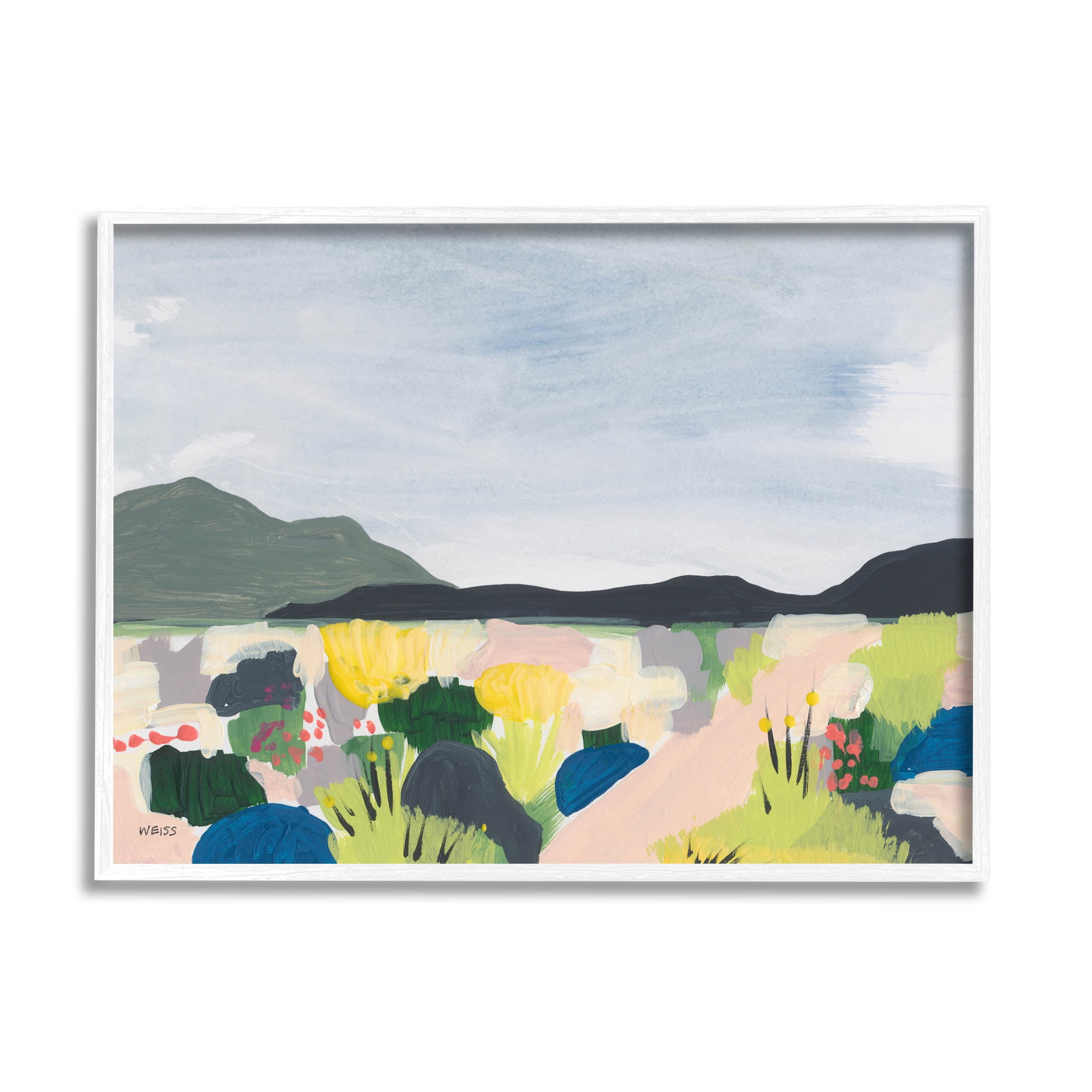Stupell Industries Wildflower Meadow Scenery Painting Painting White Framed Art Print Wall Art, Design by Jan Weiss
