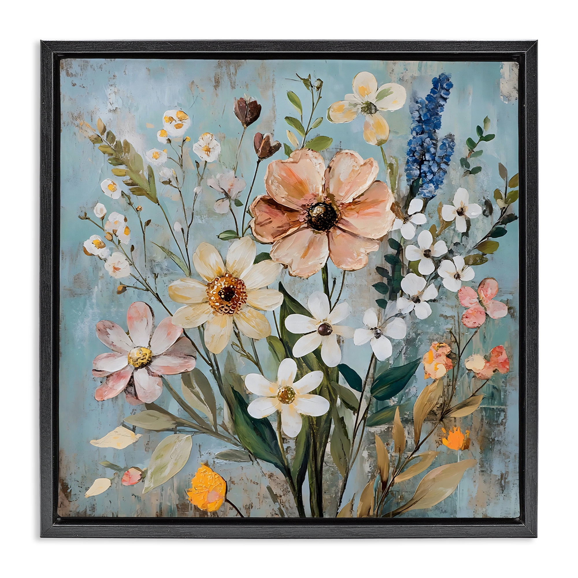 Stupell Industries Wildflower Mix Spring Bouquet Black Framed Floater Canvas Wall Art, design by Creative Studio