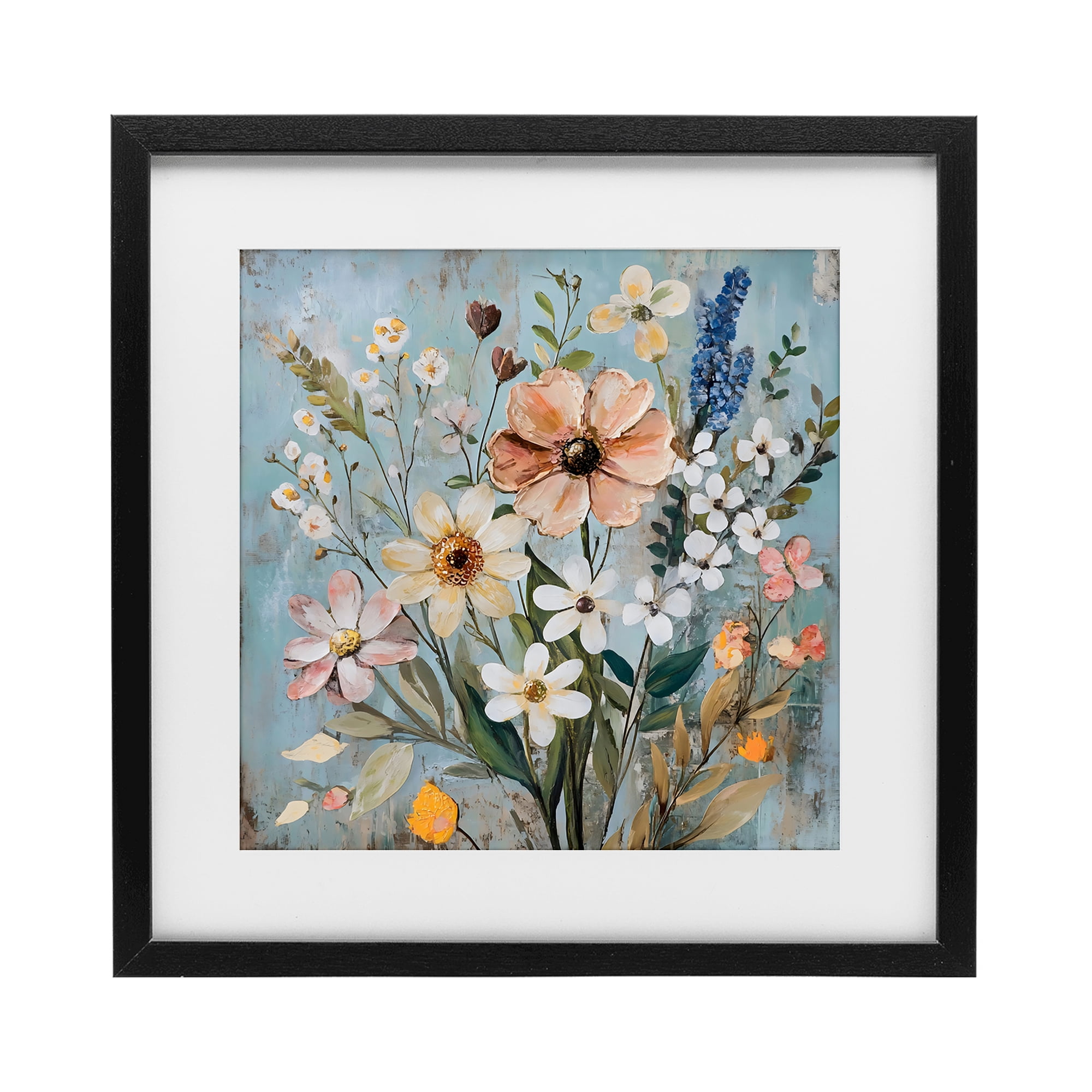 Stupell Industries Wildflower Mix Spring Bouquet Black Framed Print Under Glass, design by Creative Studio