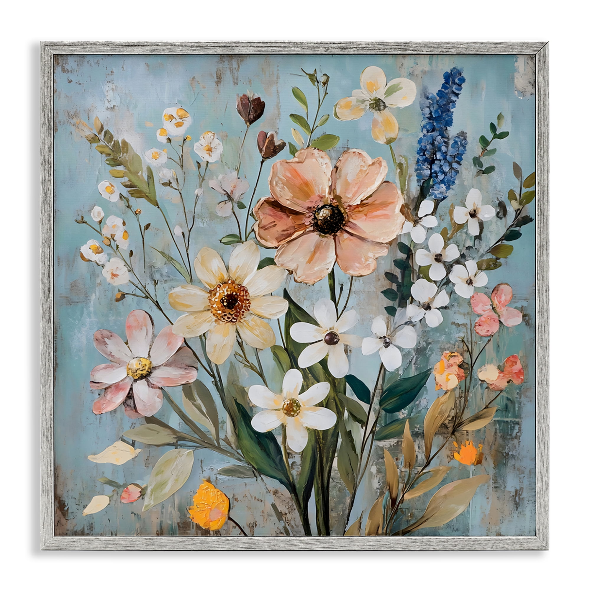 Stupell Industries Wildflower Mix Spring Bouquet Gray Framed Giclee Art, design by Creative Studio