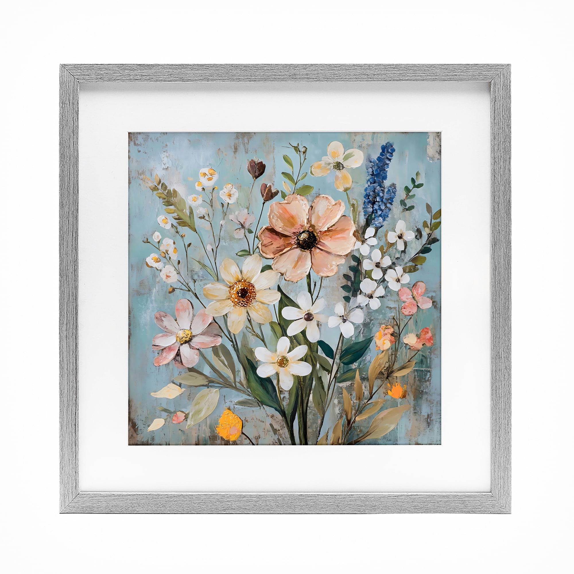 Stupell Industries Wildflower Mix Spring Bouquet Gray Framed Print Under Glass, design by Creative Studio