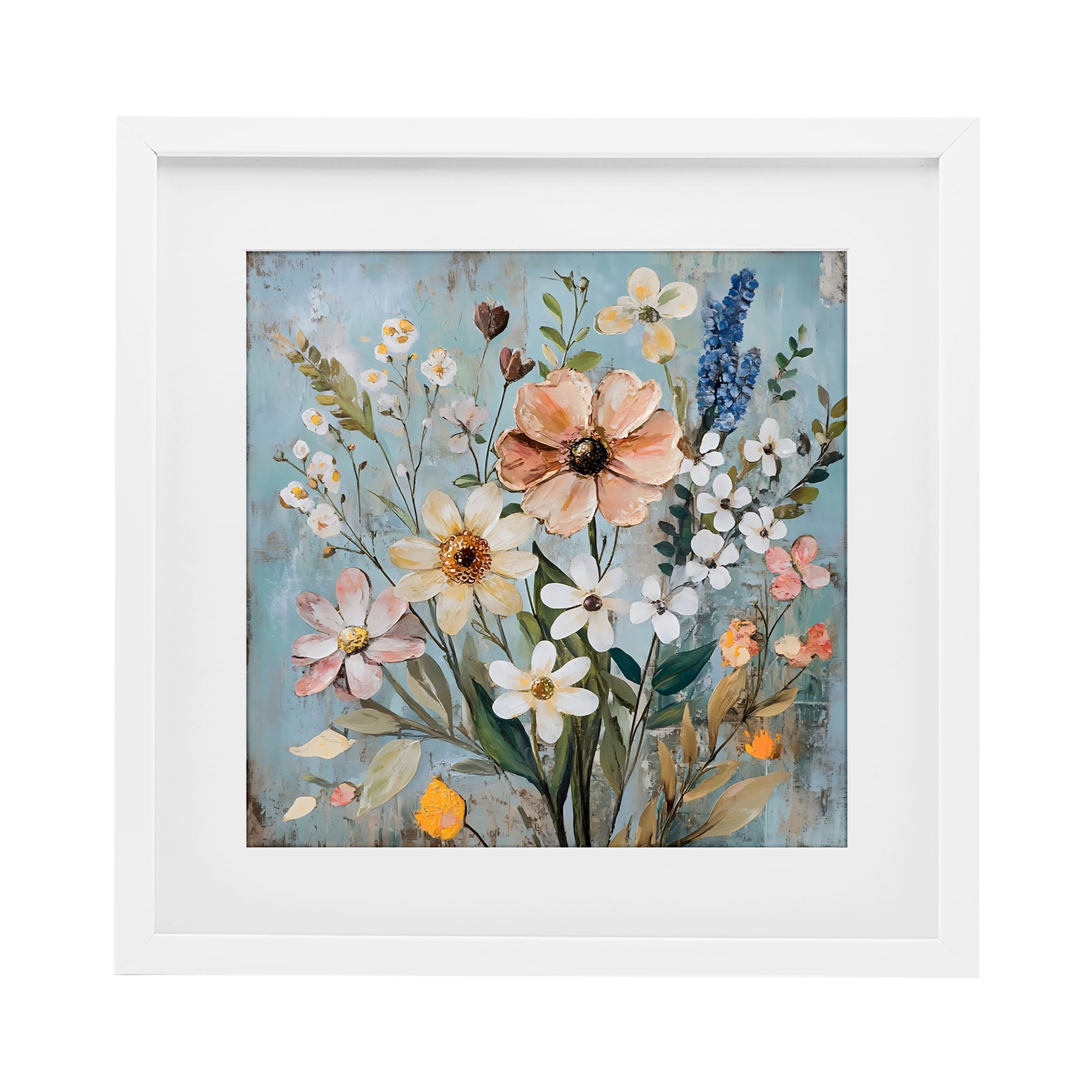 Stupell Industries Wildflower Mix Spring Bouquet White Framed Print Under Glass, design by Creative Studio
