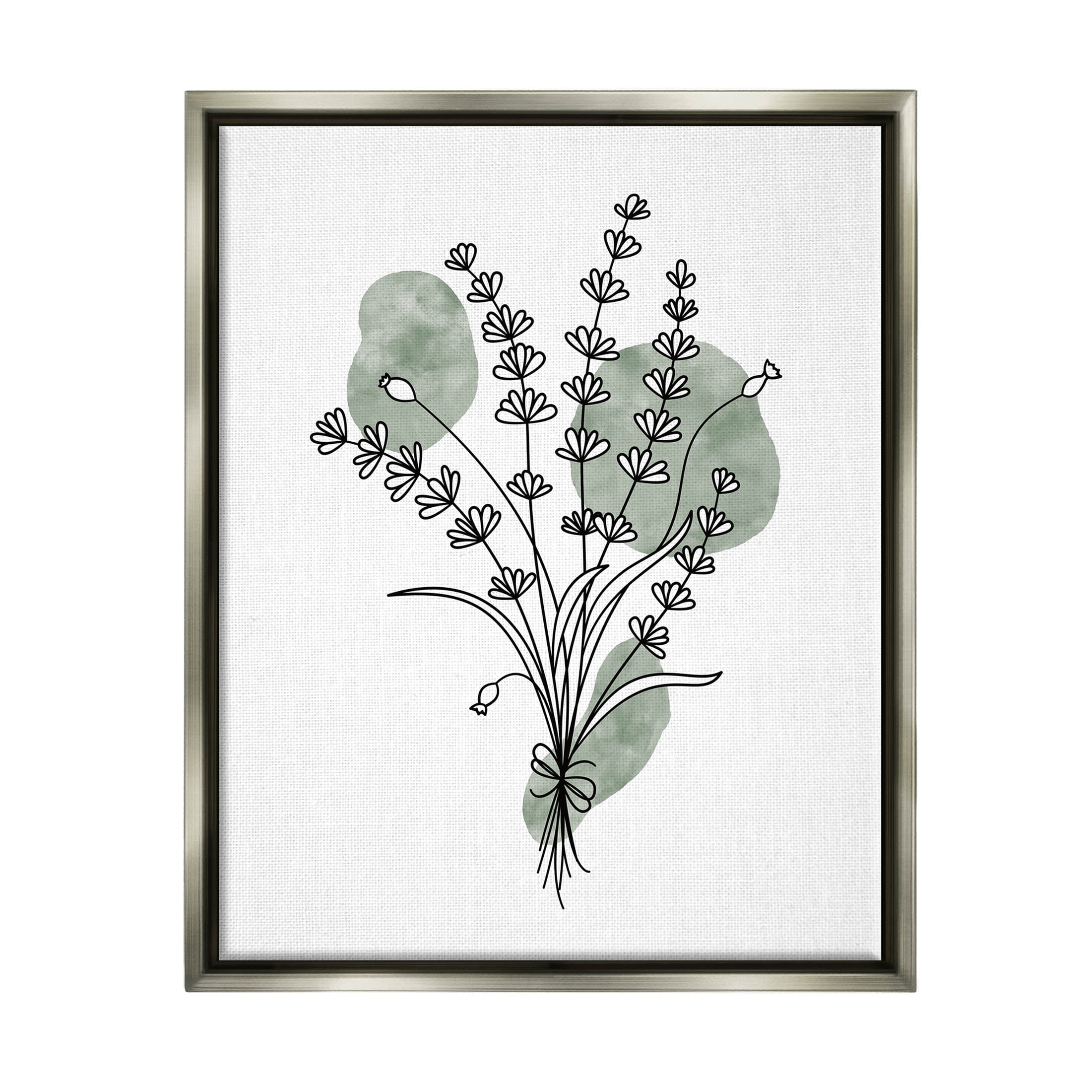 Stupell Industries Wildflower Outline Sprigs Graphic Art Luster Gray Floating Framed Canvas Print Wall Art, Design by JJ Design House LLC