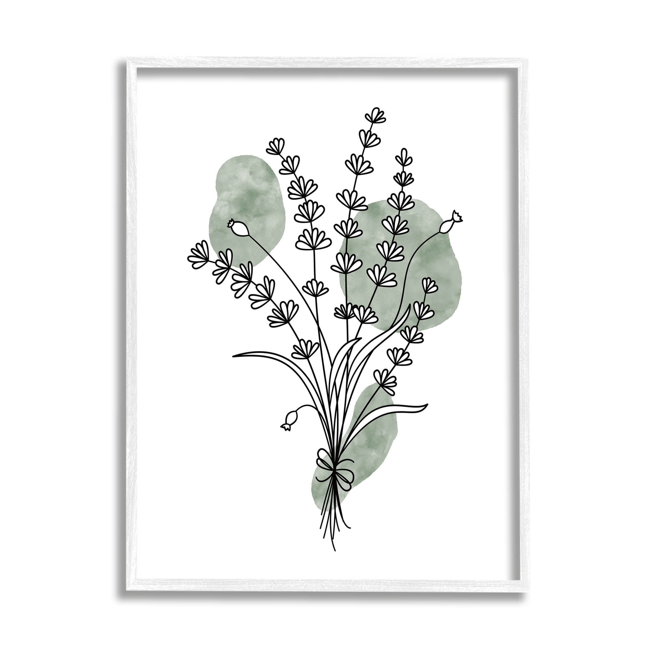 Stupell Industries Wildflower Outline Sprigs Graphic Art White Framed Art Print Wall Art, Design by JJ Design House LLC
