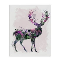 Stupell Industries Wildflower Patterned Deer Animals & Insects Painting Gallery Wrapped Canvas Art Print Wall Art, 16 x 20