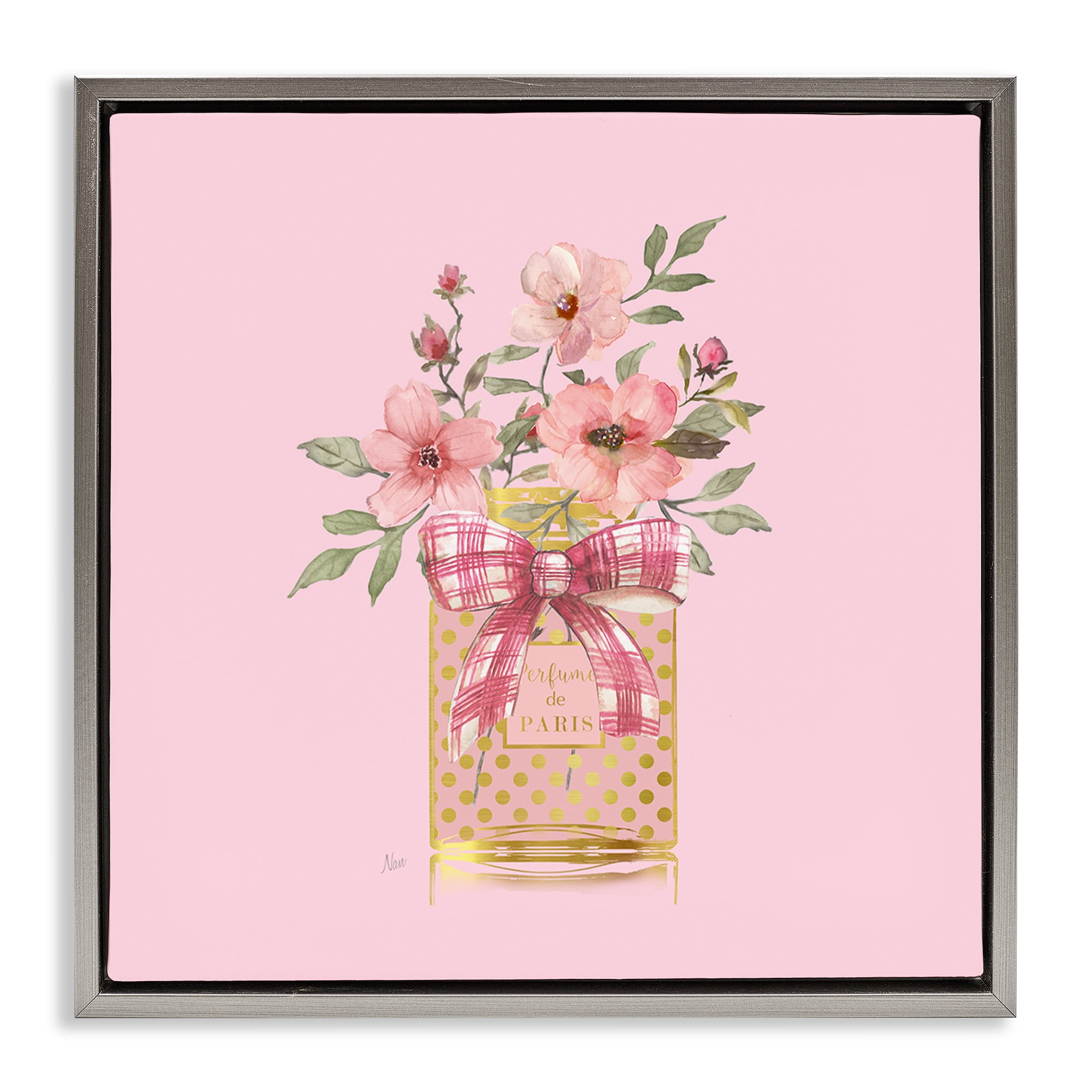 Stupell Industries Wildflower Perfume Bouquet Plants & Flowers Painting Gray Floater Framed Canvas Art Print Wall Art, 18 x 18