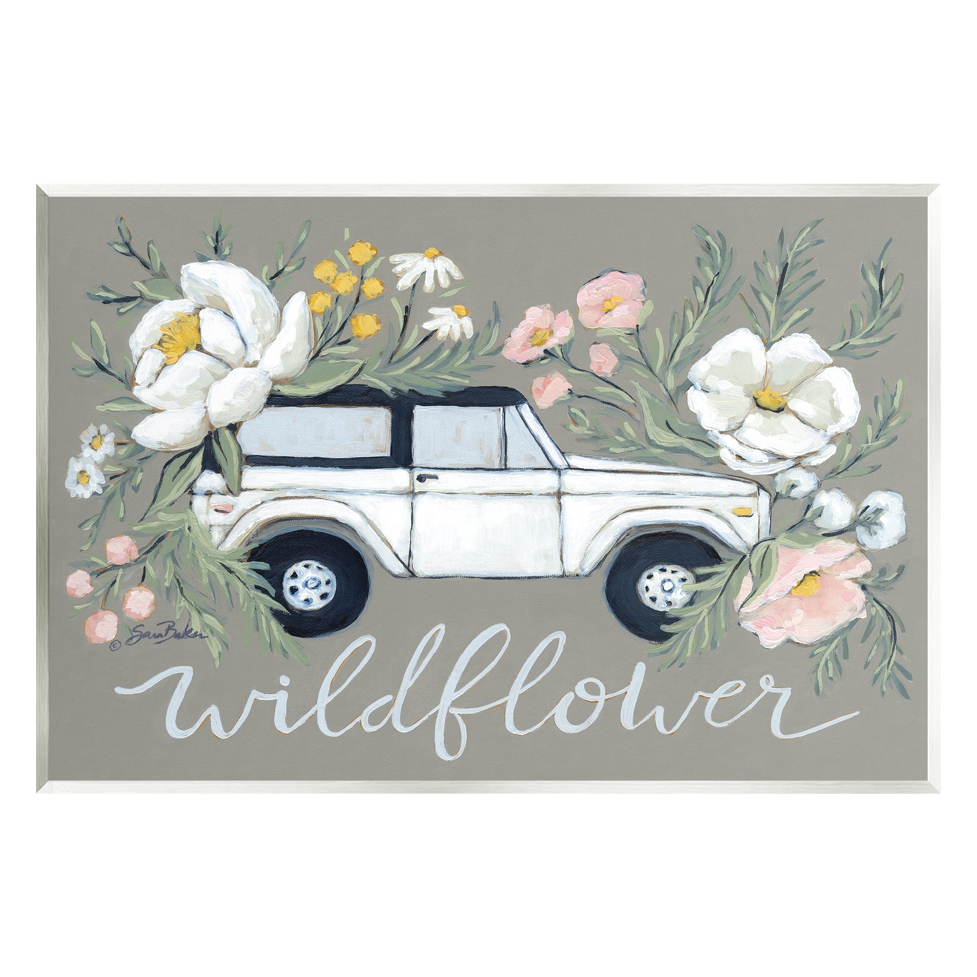 Stupell Industries Wildflower Phrase Floral Car Botanical & Floral Painting Unframed Art Print Wall Art, 15 x 10